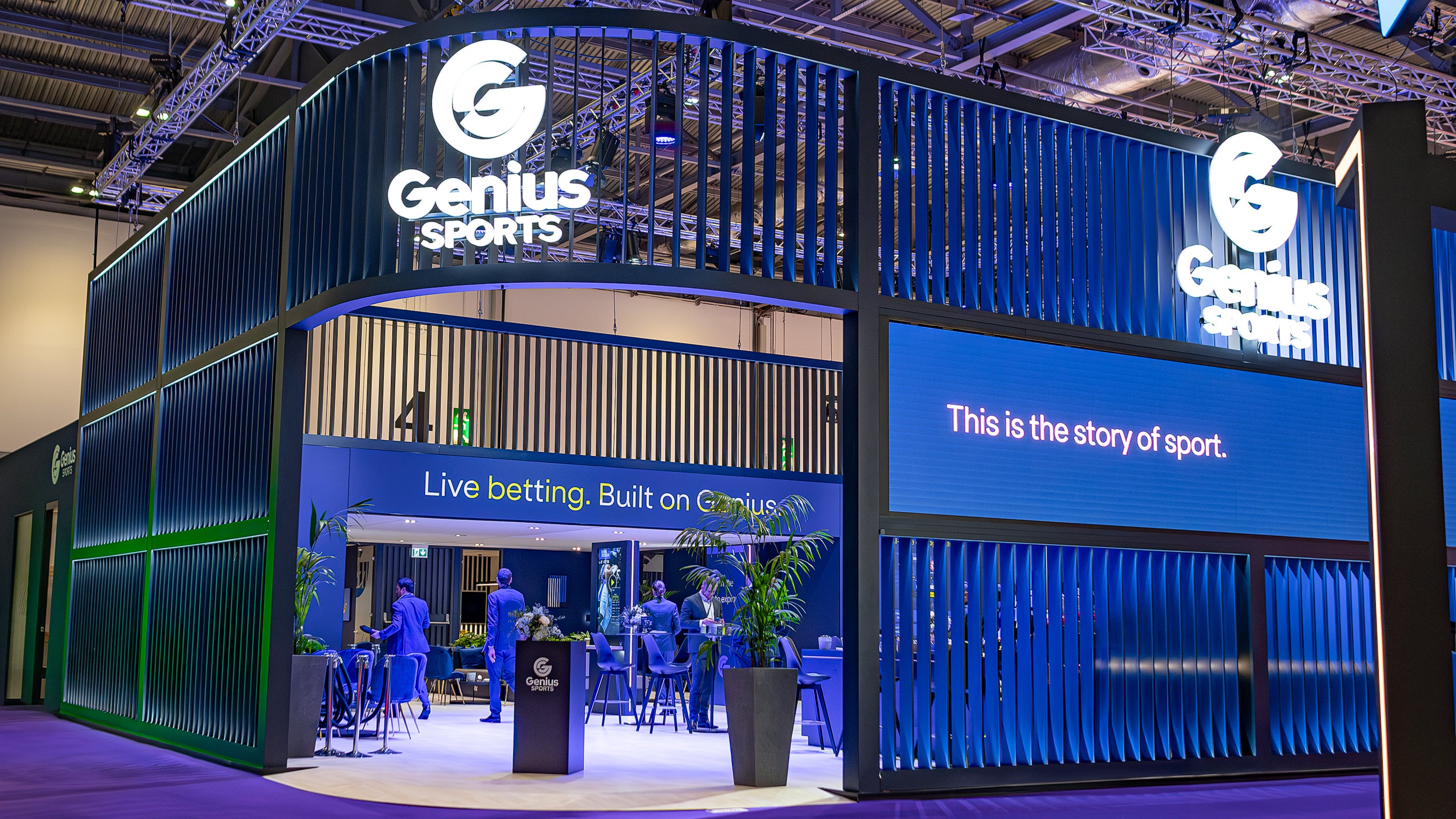 The elegant and contemporary Genius Sports booth at the ICE London Exhibition features our green plants for hire, which are perfectly integrated into their sleek, modern design.