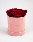 Small Pink Round Suede Rose Box