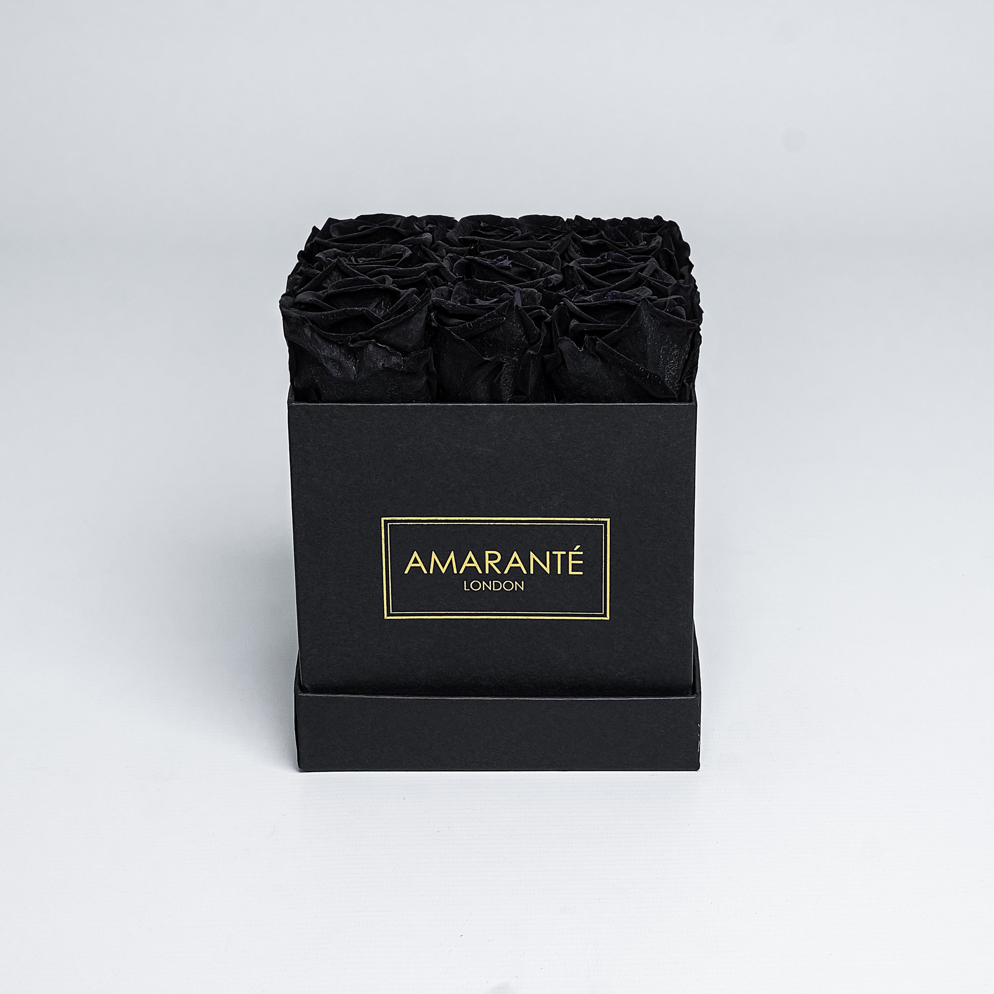 Medium Black Square Matte Finish Rose Box