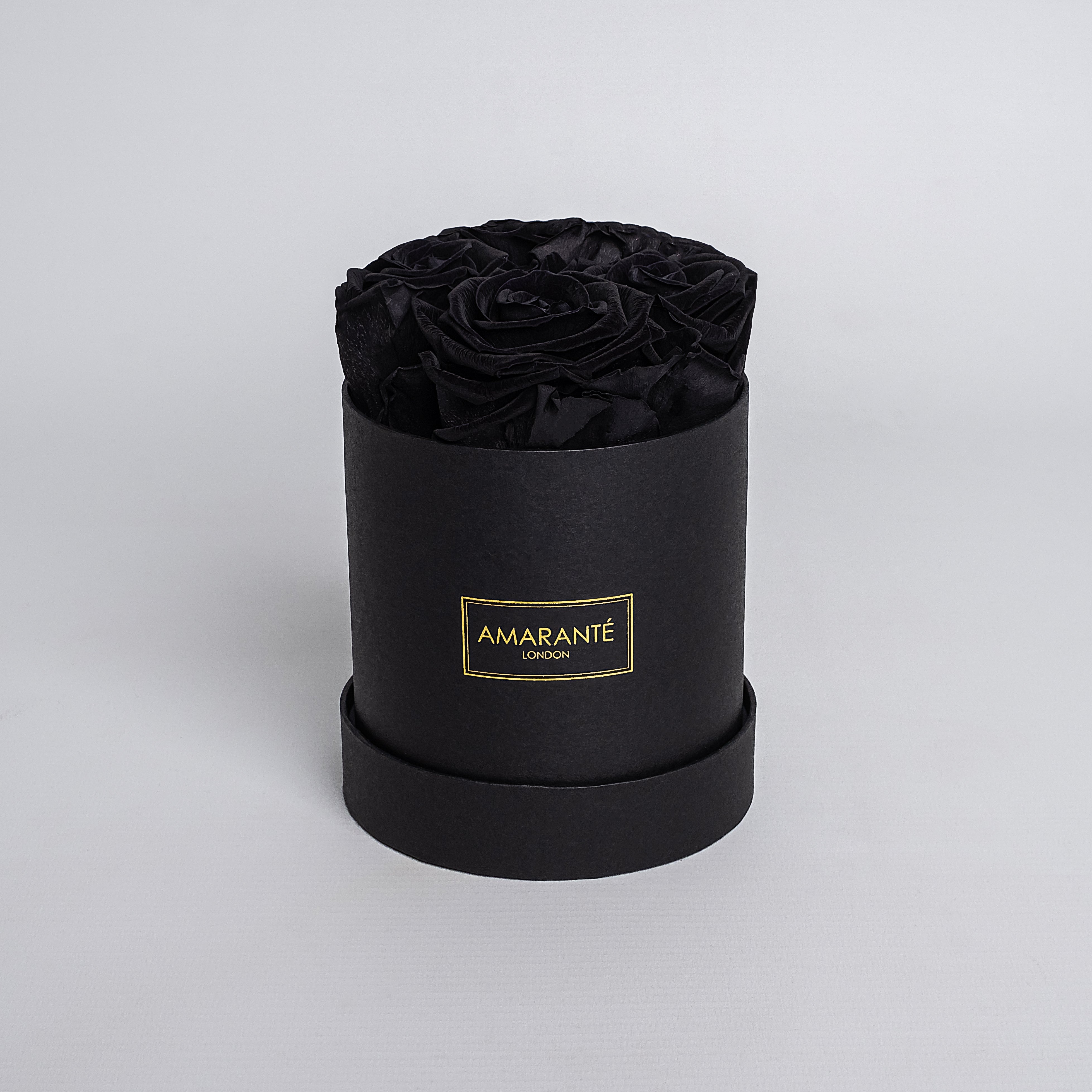 Small Black Round Matte Rose Box