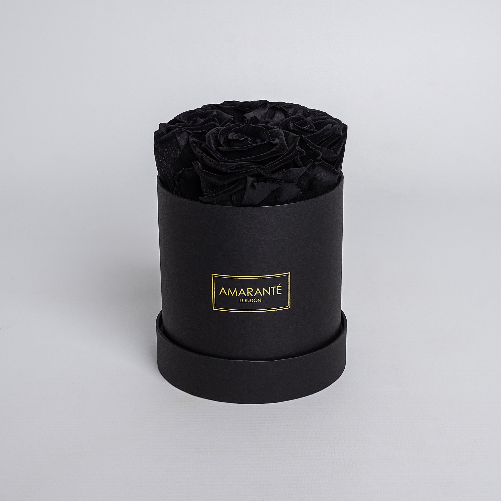 Small Black Round Matte Rose Box