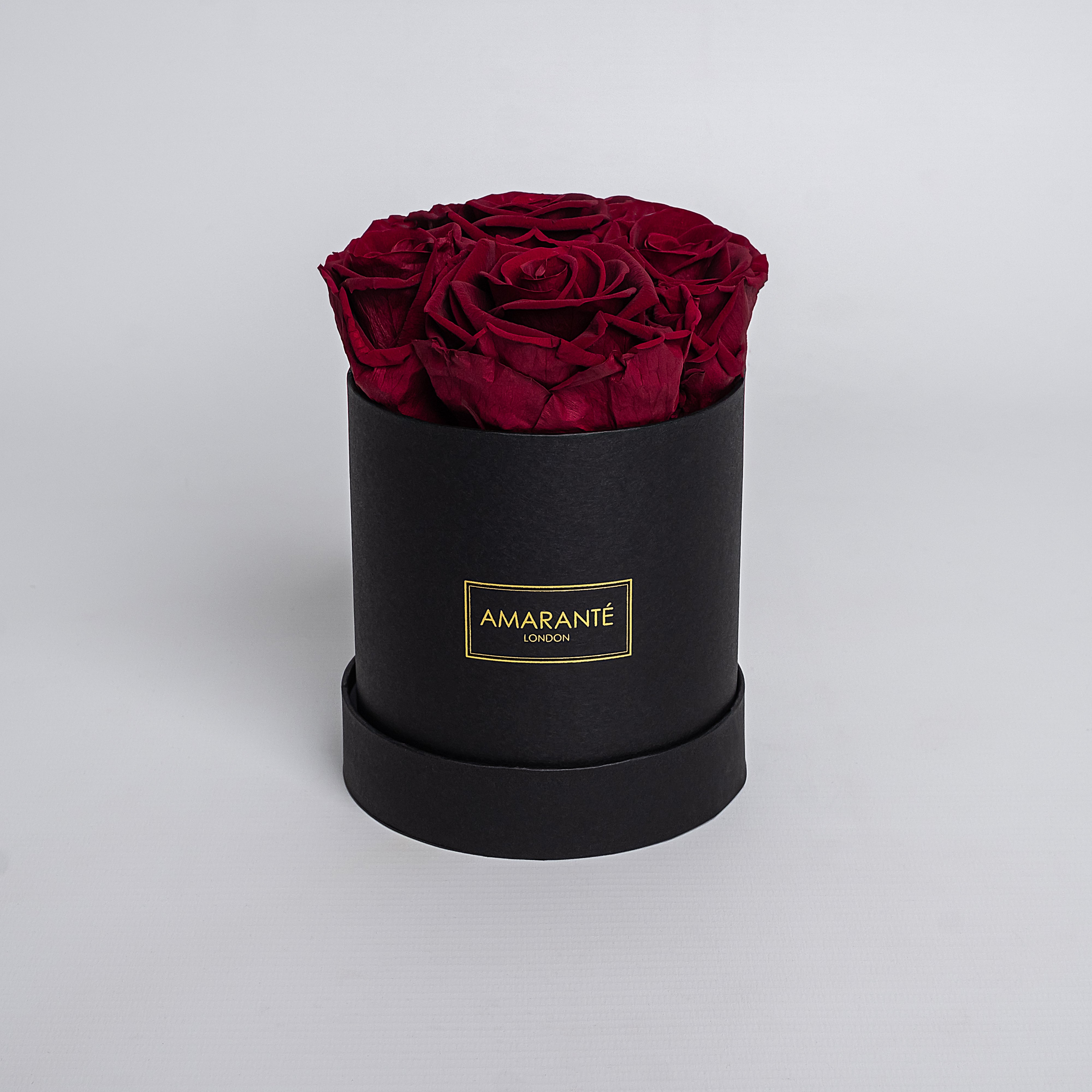 Small Black Round Matte Rose Box