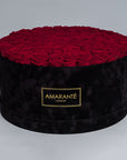 85-100 Roses in Super Deluxe Round Black Suede Rose Box