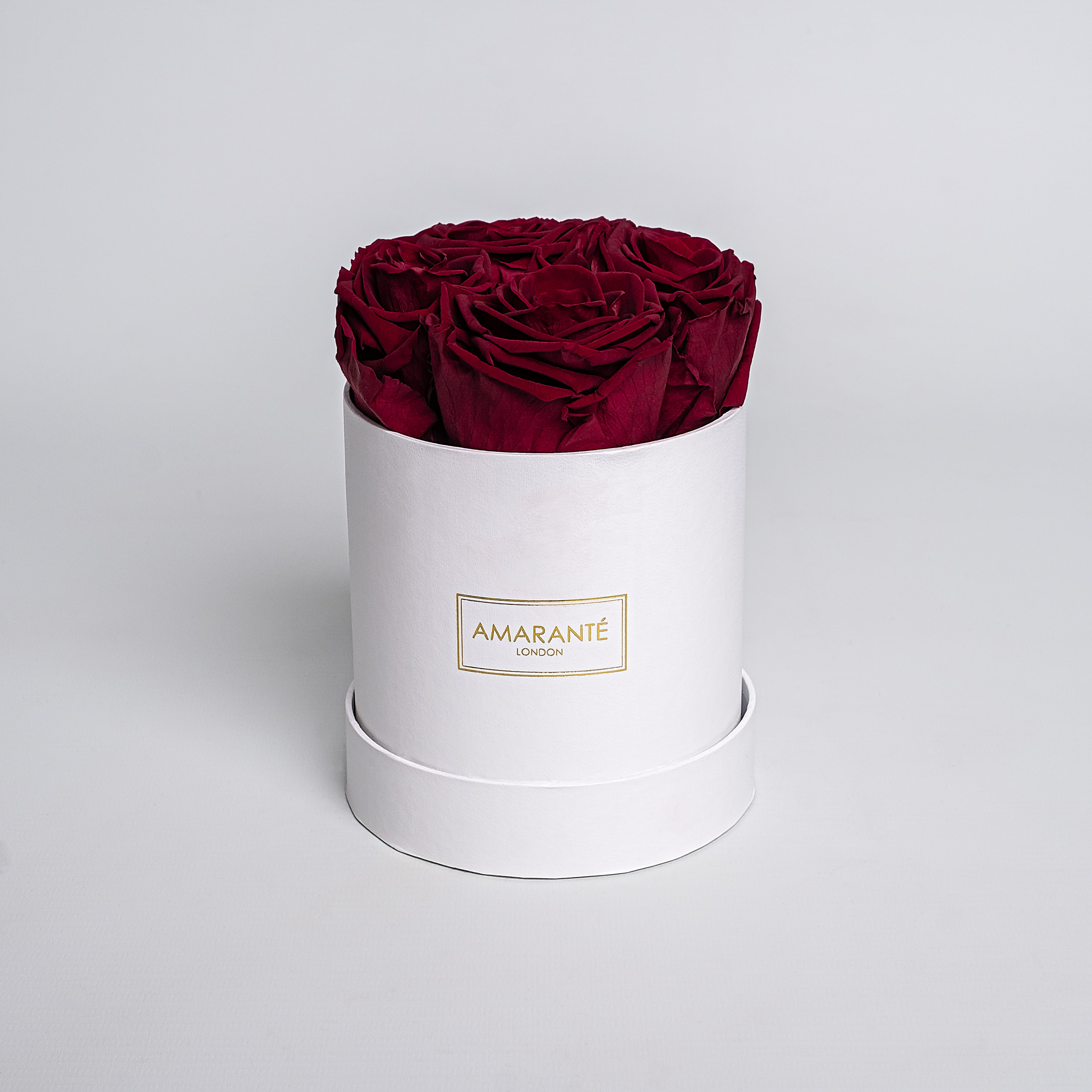 Small White Round Matte Rose Box