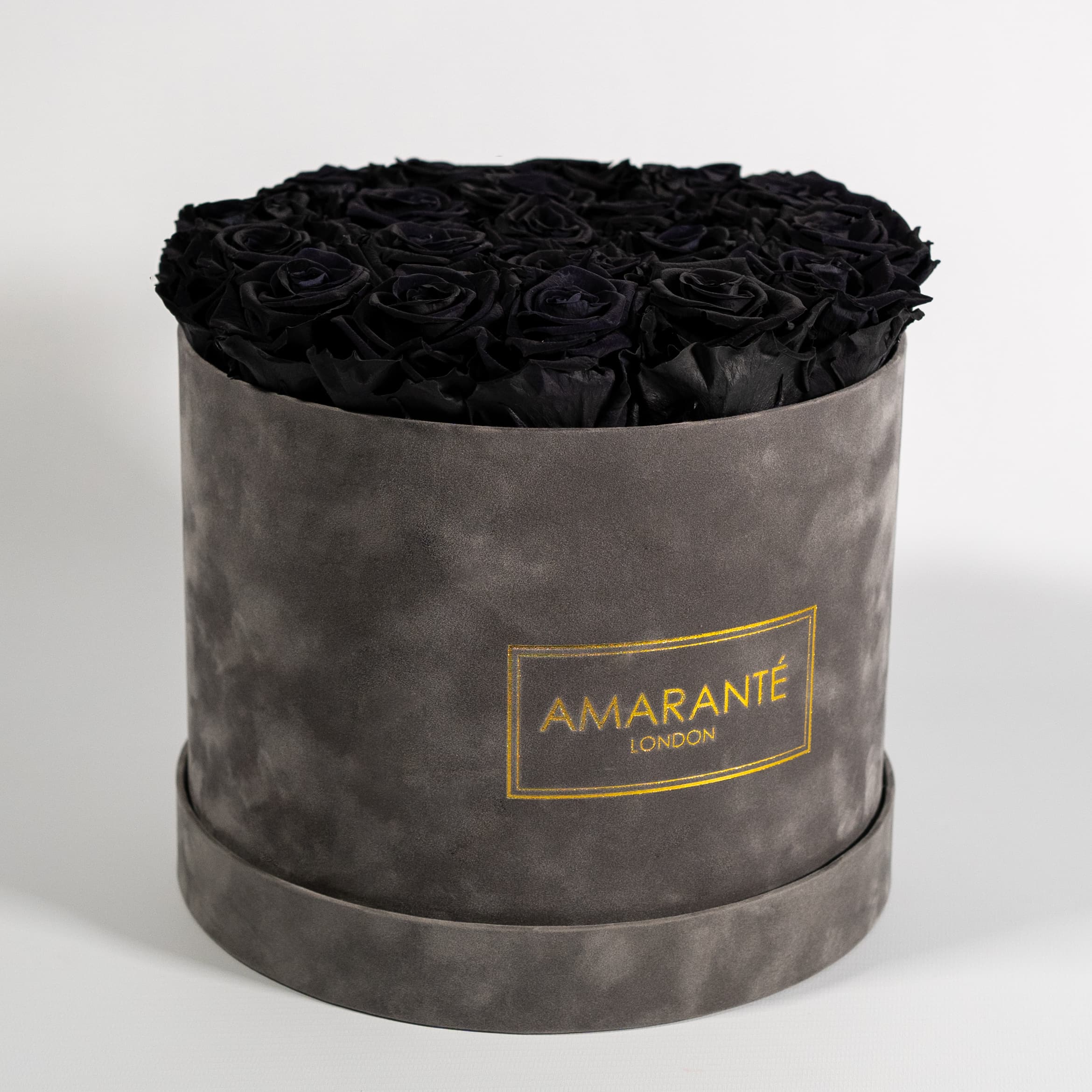 Bold black Roses accessible in a chic grey large box