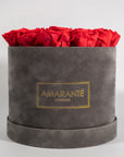Artful red Roses bursting with fiery colours expressing romance, courage, and determination 