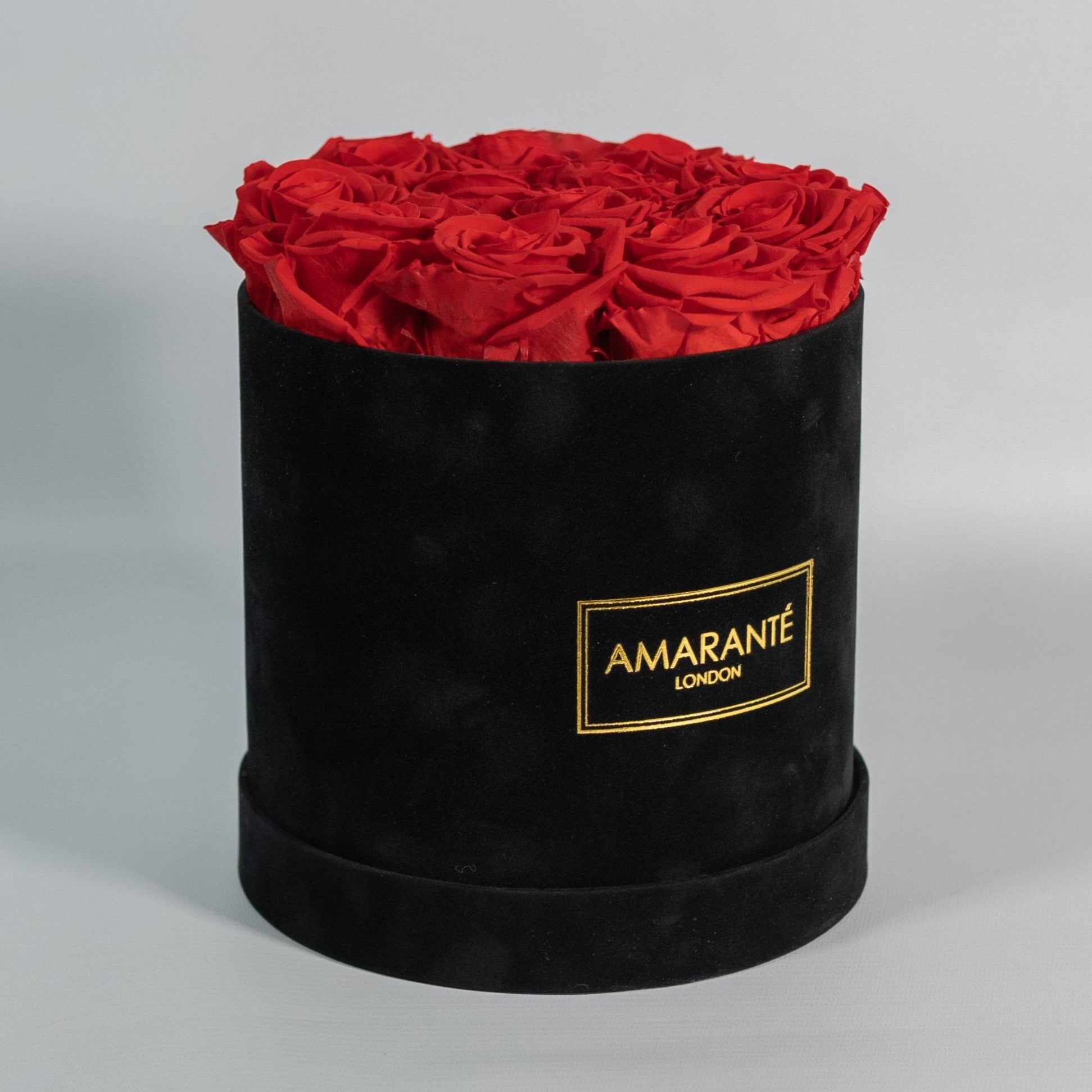 Medium Round Black Suede Rose Box