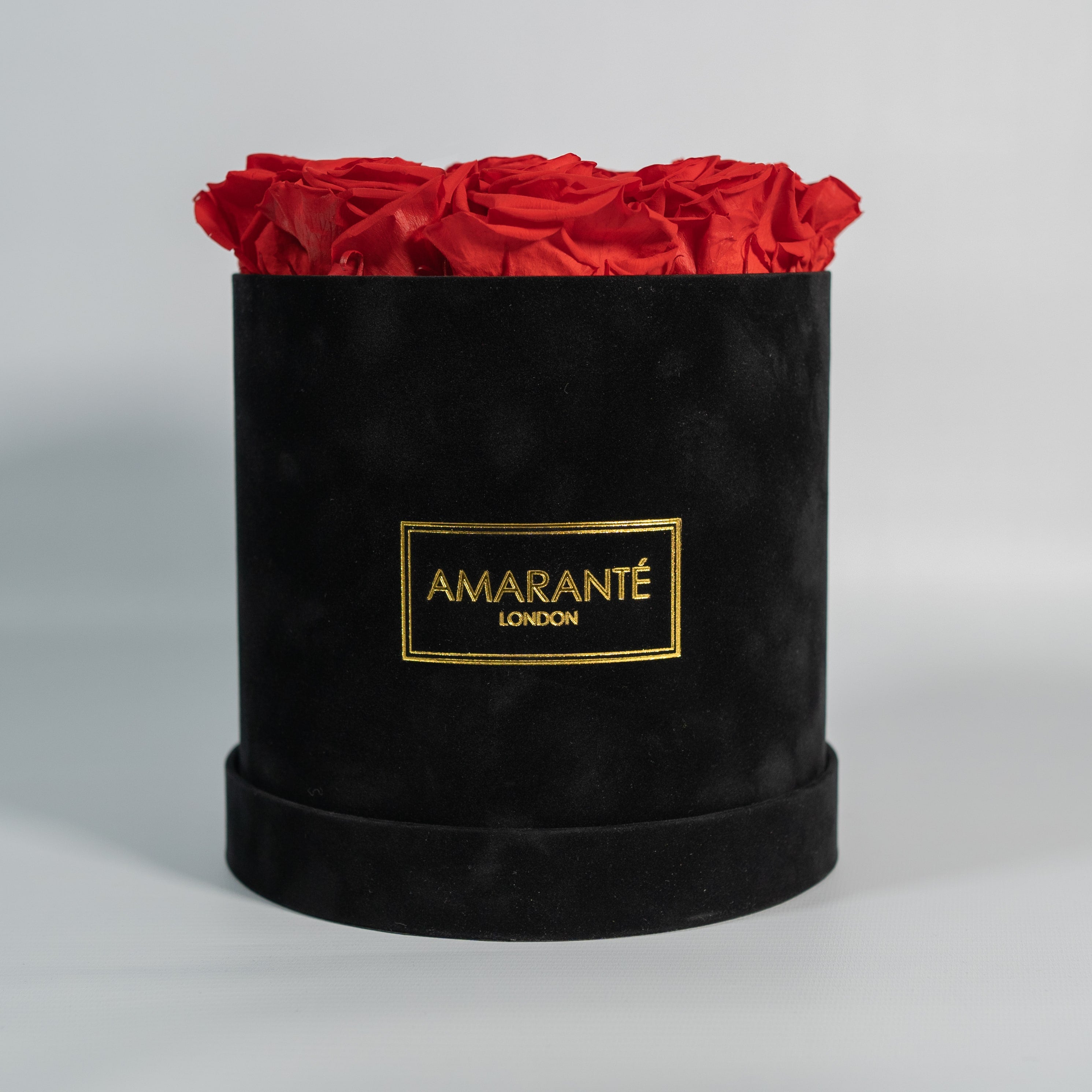 Medium Round Black Suede Rose Box