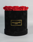 Medium Round Black Suede Rose Box