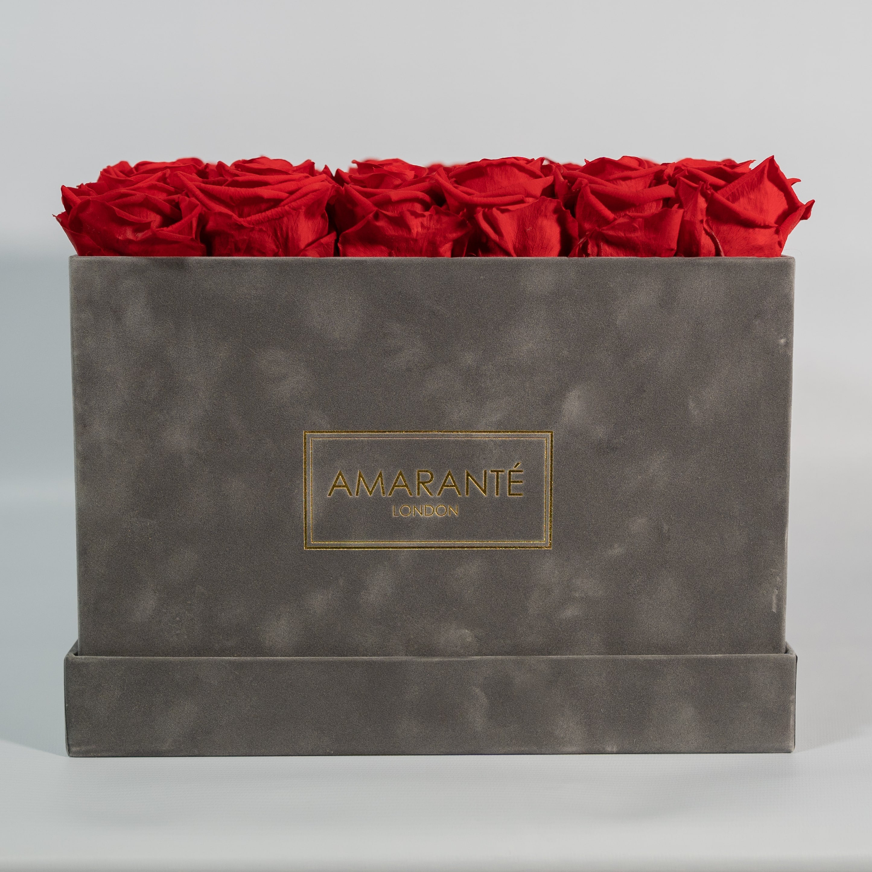 Extra Large Grey Square Suede Luxury Rose Box with Infinity Roses ...