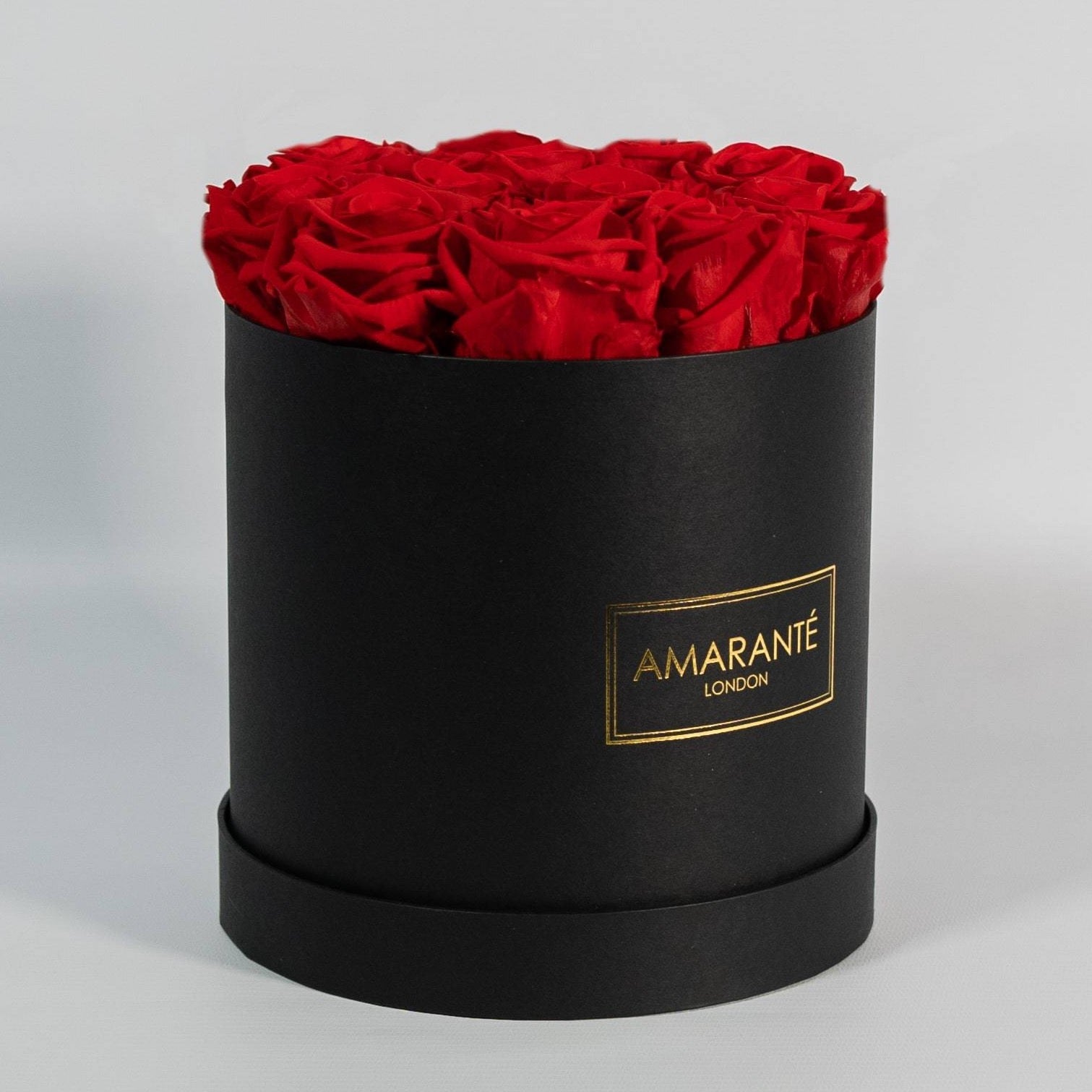 Medium Black Round Matte Rose Box of Infinity Roses