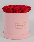 Medium Pink Round Suede Rose Box