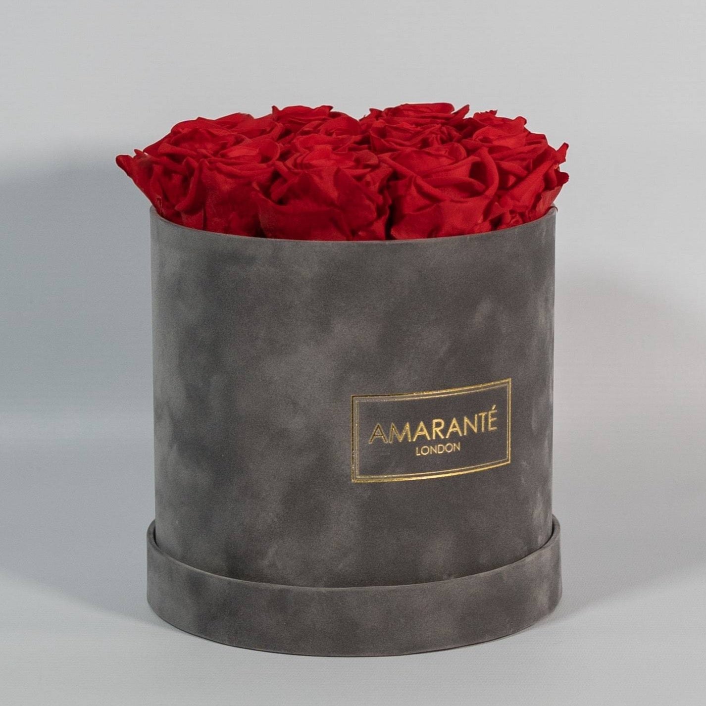 Medium Grey Round Suede Rose Box