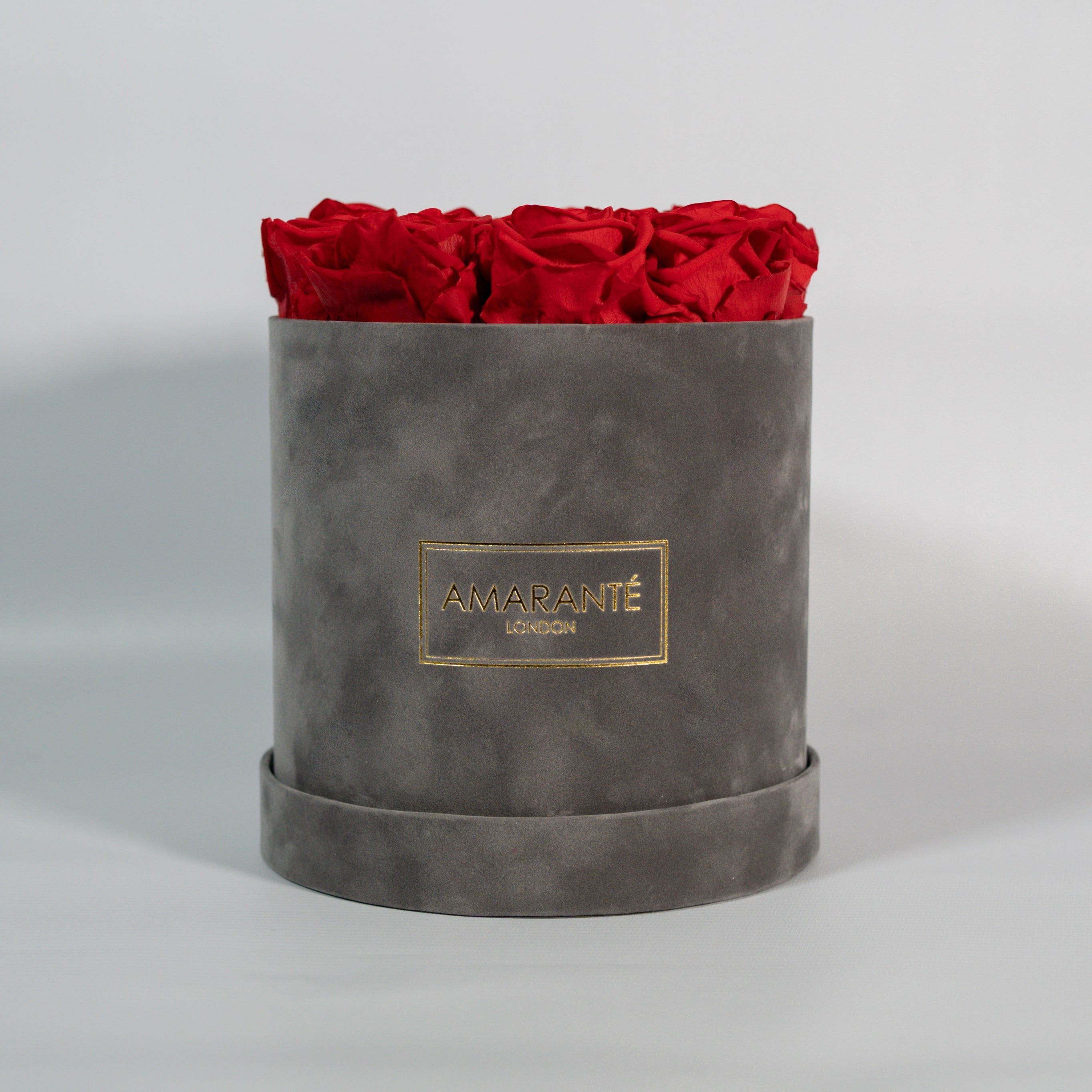 Medium Grey Round Suede Rose Box