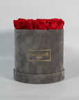 Medium Grey Round Suede Rose Box