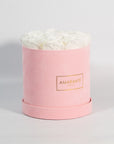 Medium Pink Round Suede Rose Box