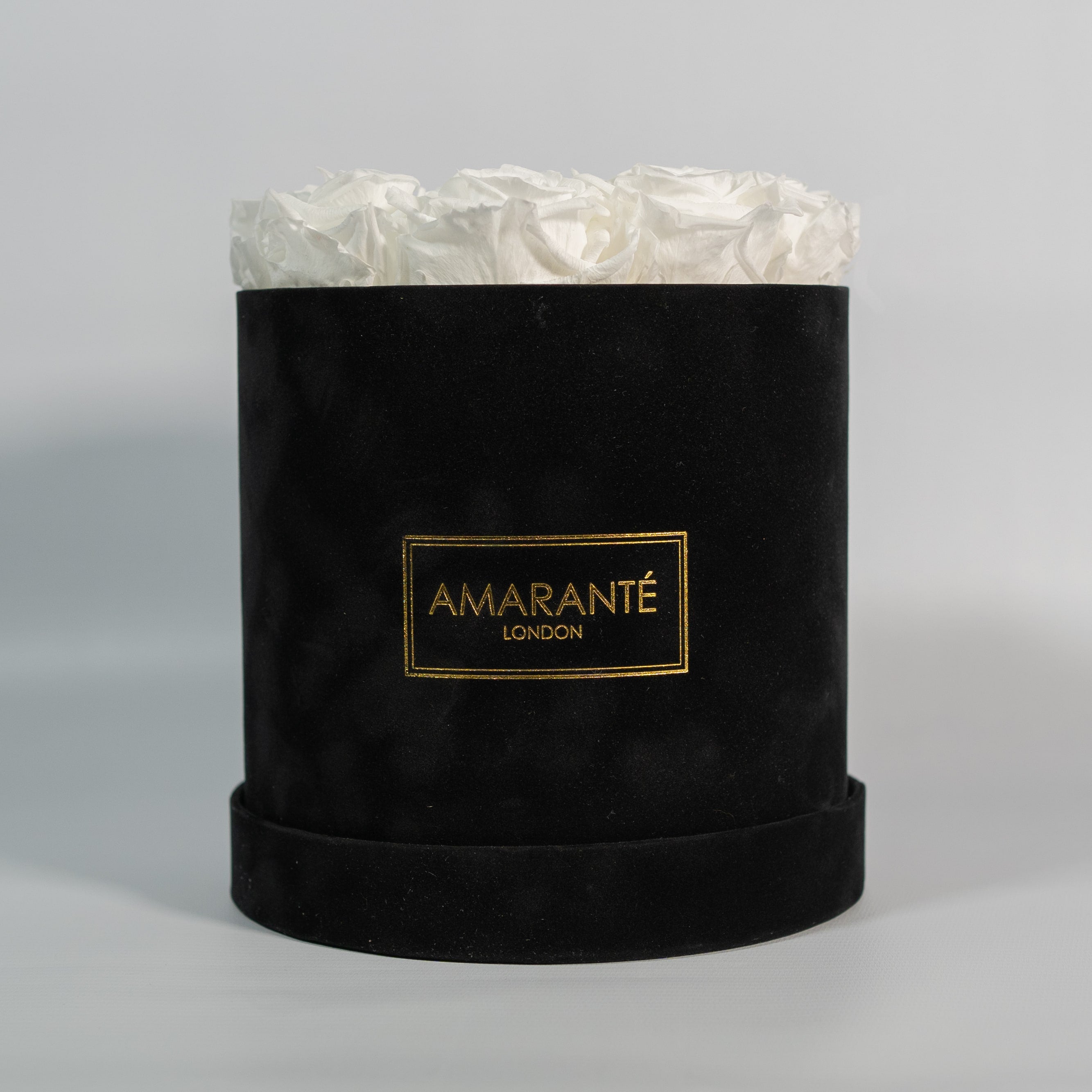 Medium Round Black Suede Rose Box