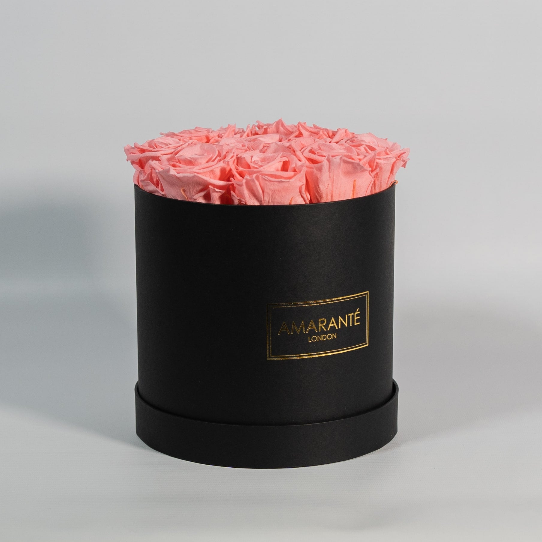 Medium Black Round Matte Rose Box of Infinity Roses