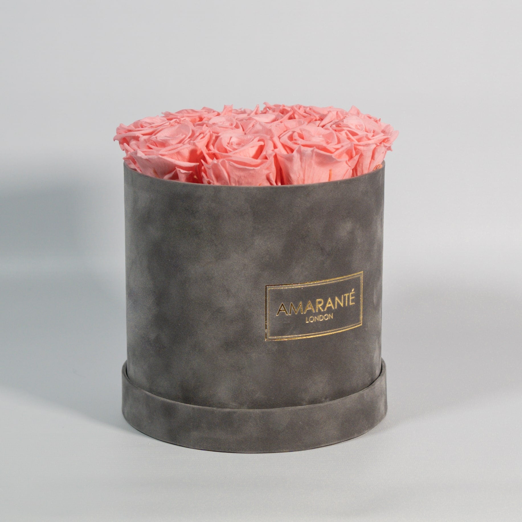 Medium Grey Round Suede Rose Box