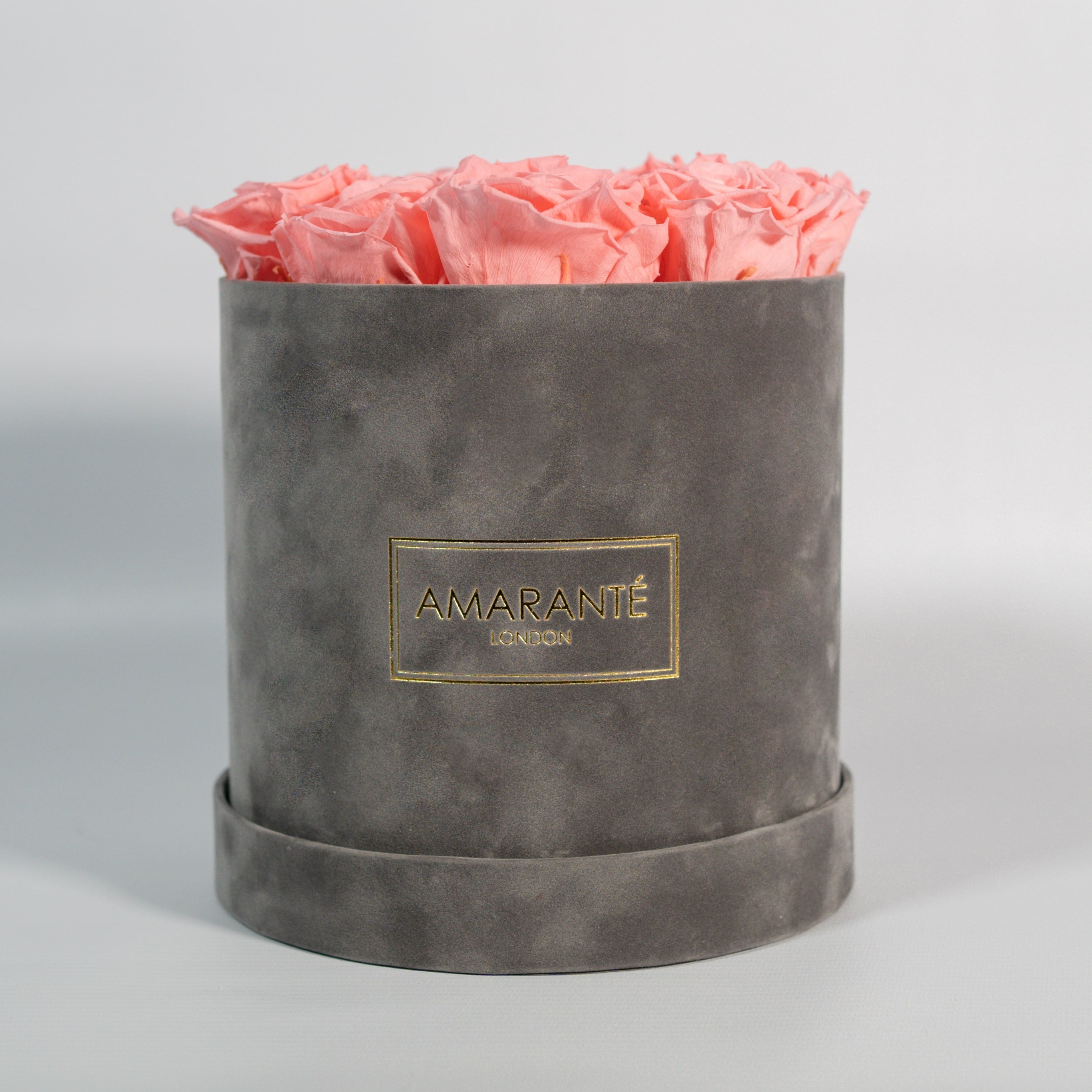 Medium Grey Round Suede Rose Box