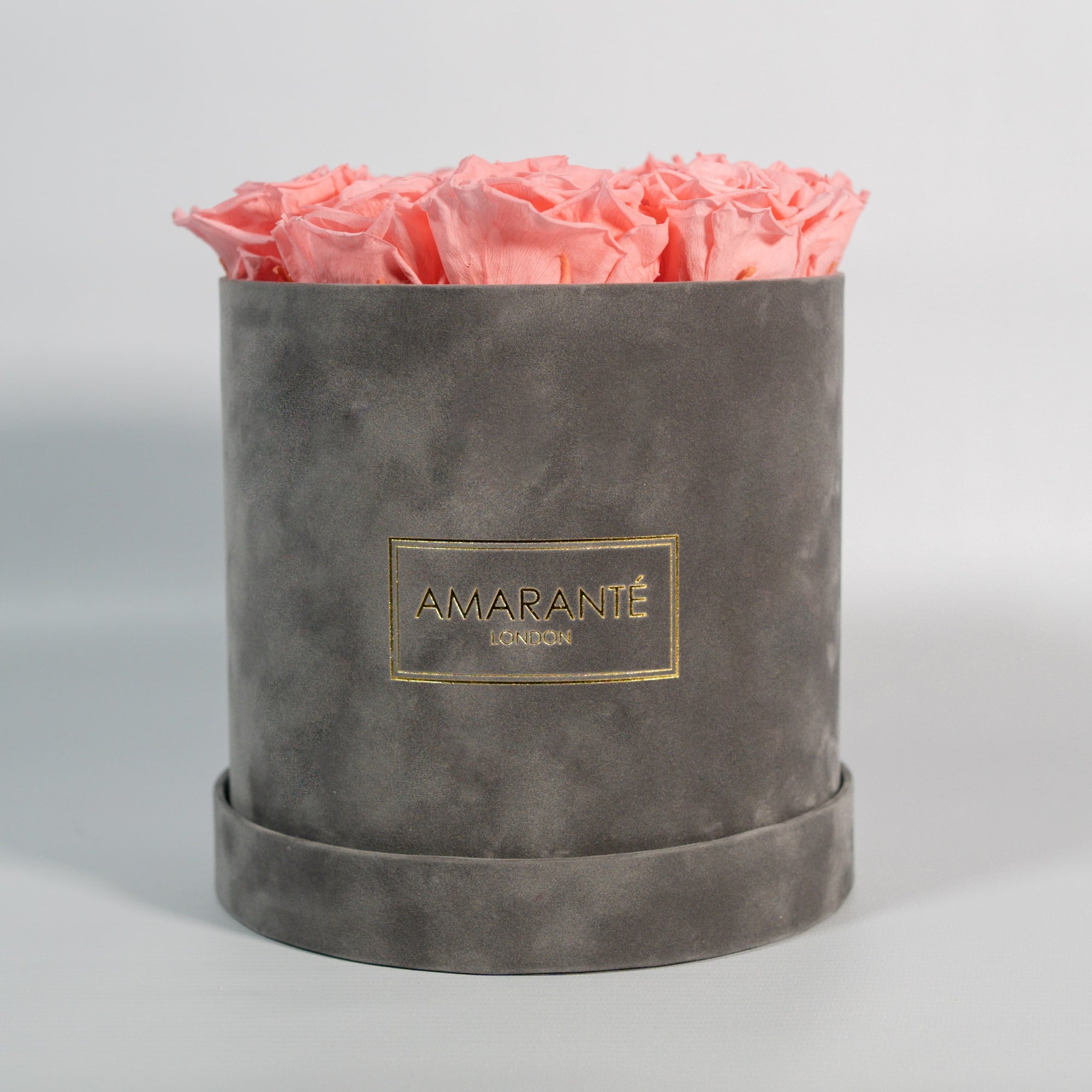 Medium Grey Round Suede Rose Box