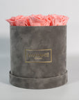 Medium Grey Round Suede Rose Box