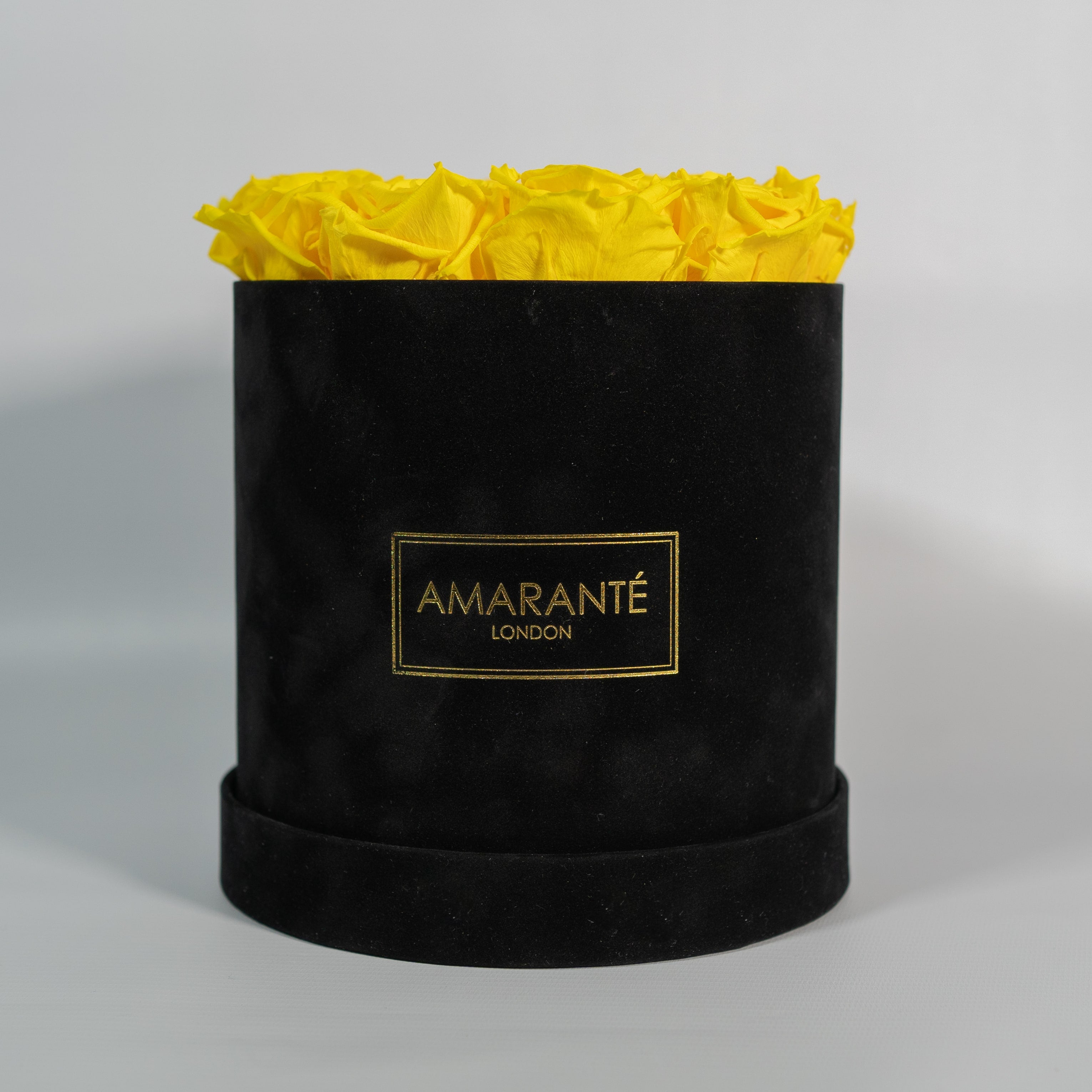 Medium Round Black Suede Rose Box