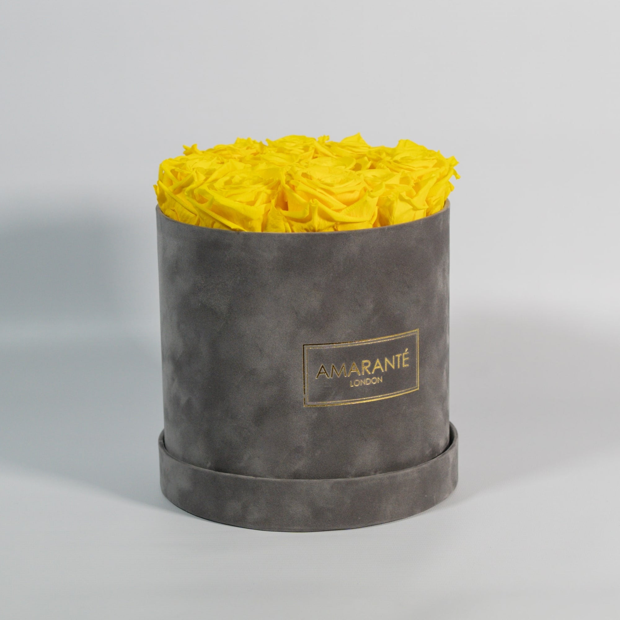 Medium Grey Round Suede Rose Box