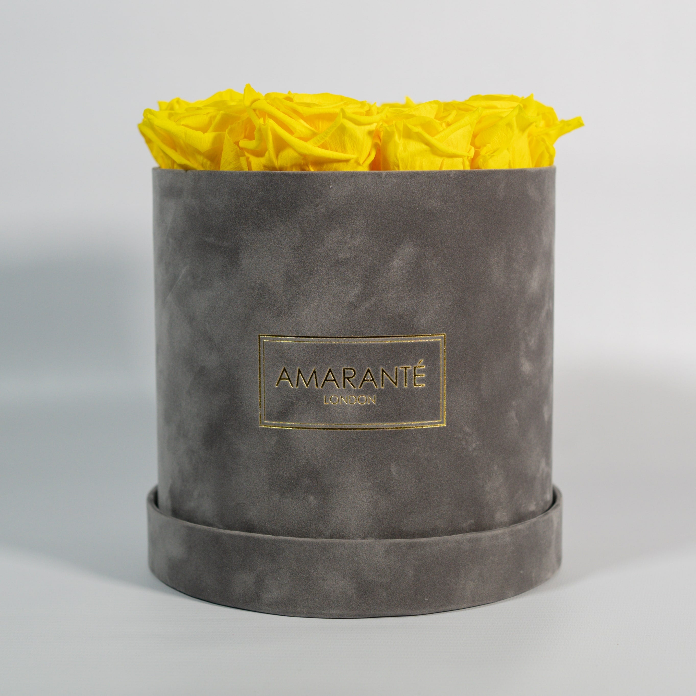 Medium Grey Round Suede Rose Box