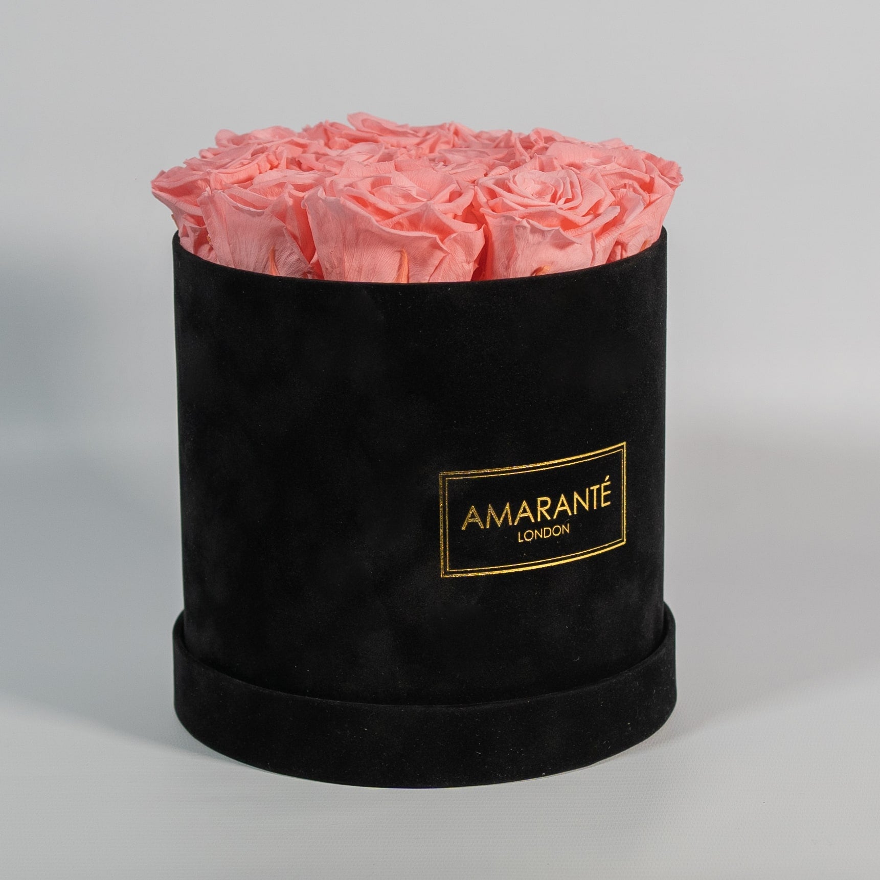 Medium Round Black Suede Rose Box