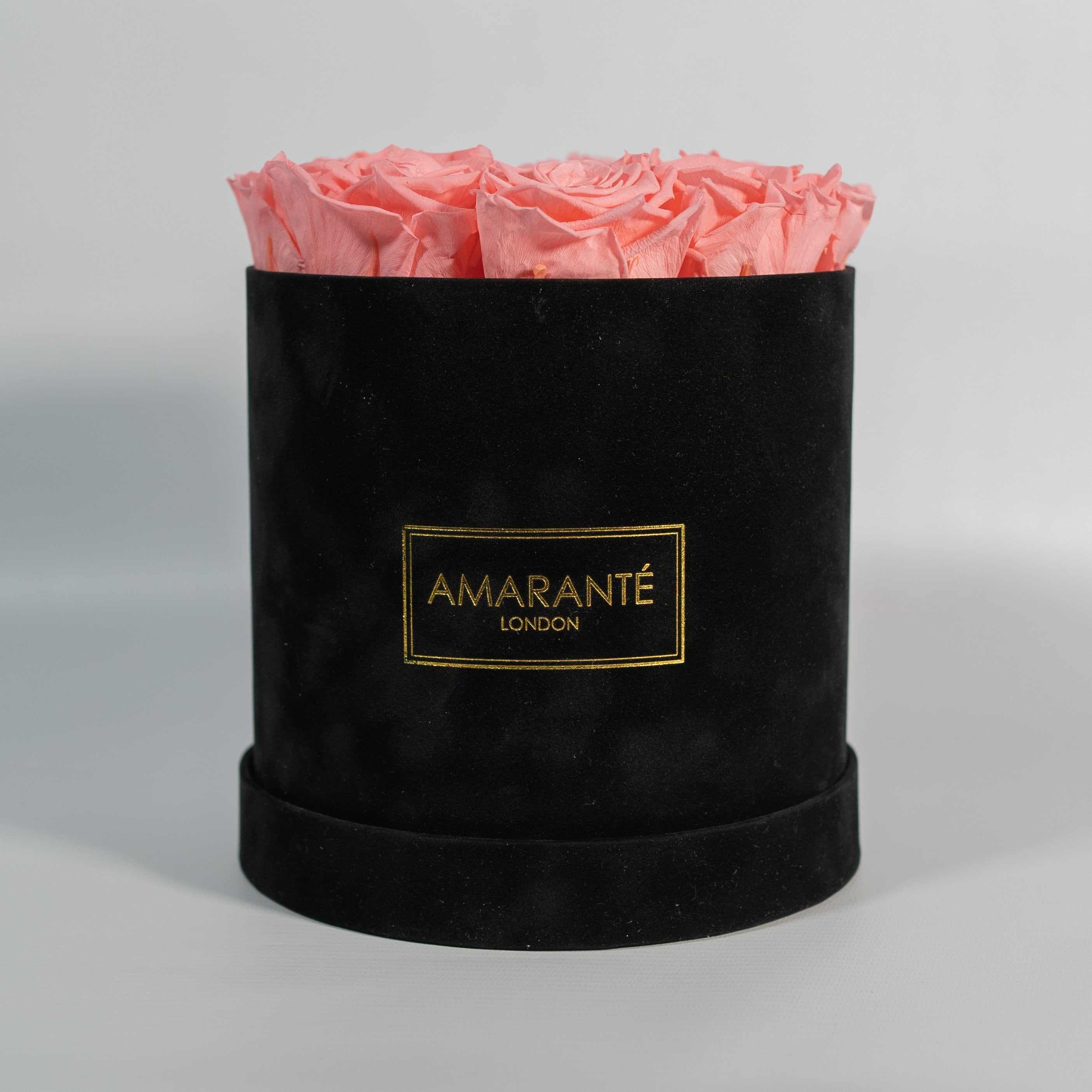 Medium Round Black Suede Rose Box