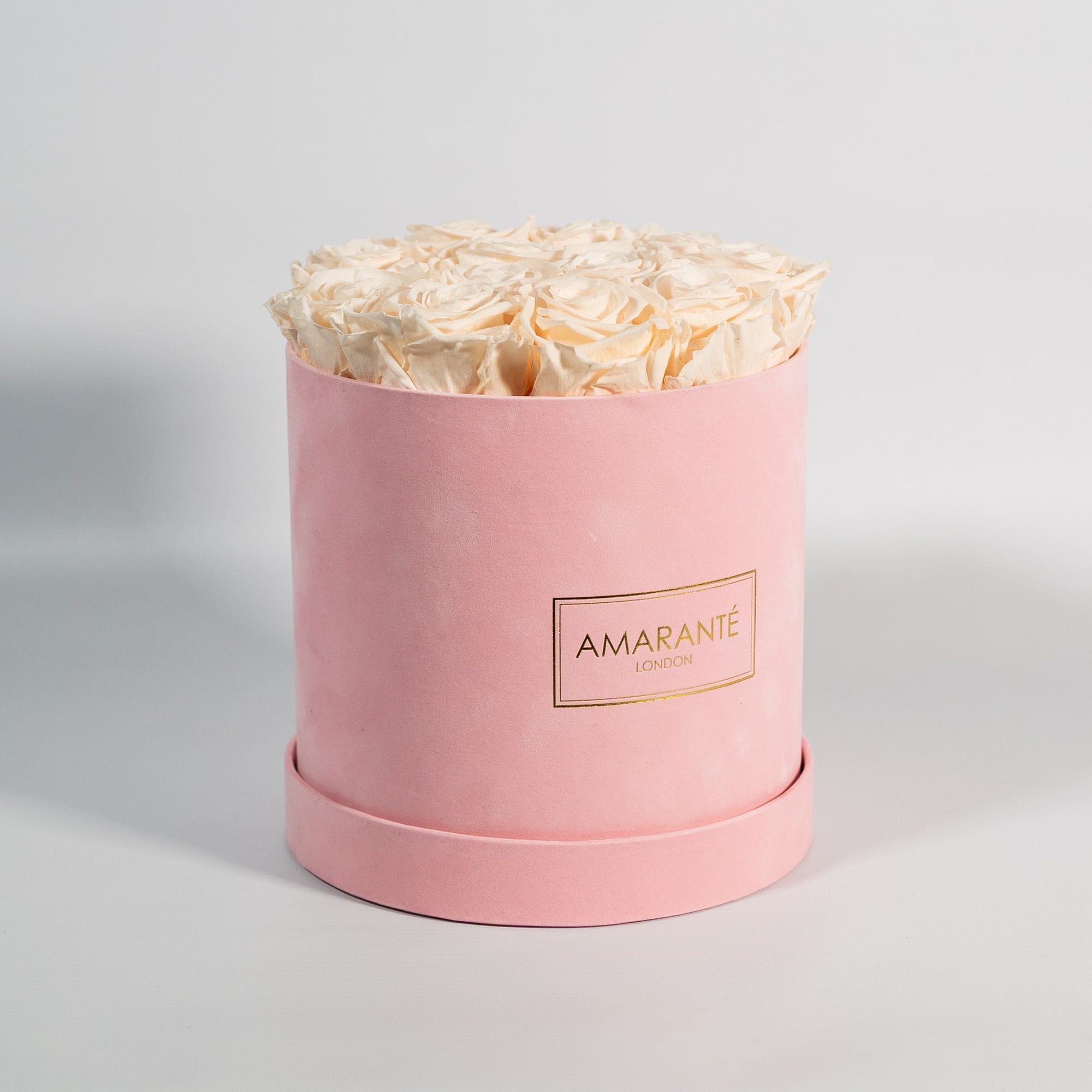 Medium Pink Round Suede Rose Box