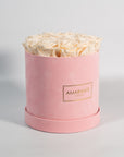 Medium Pink Round Suede Rose Box