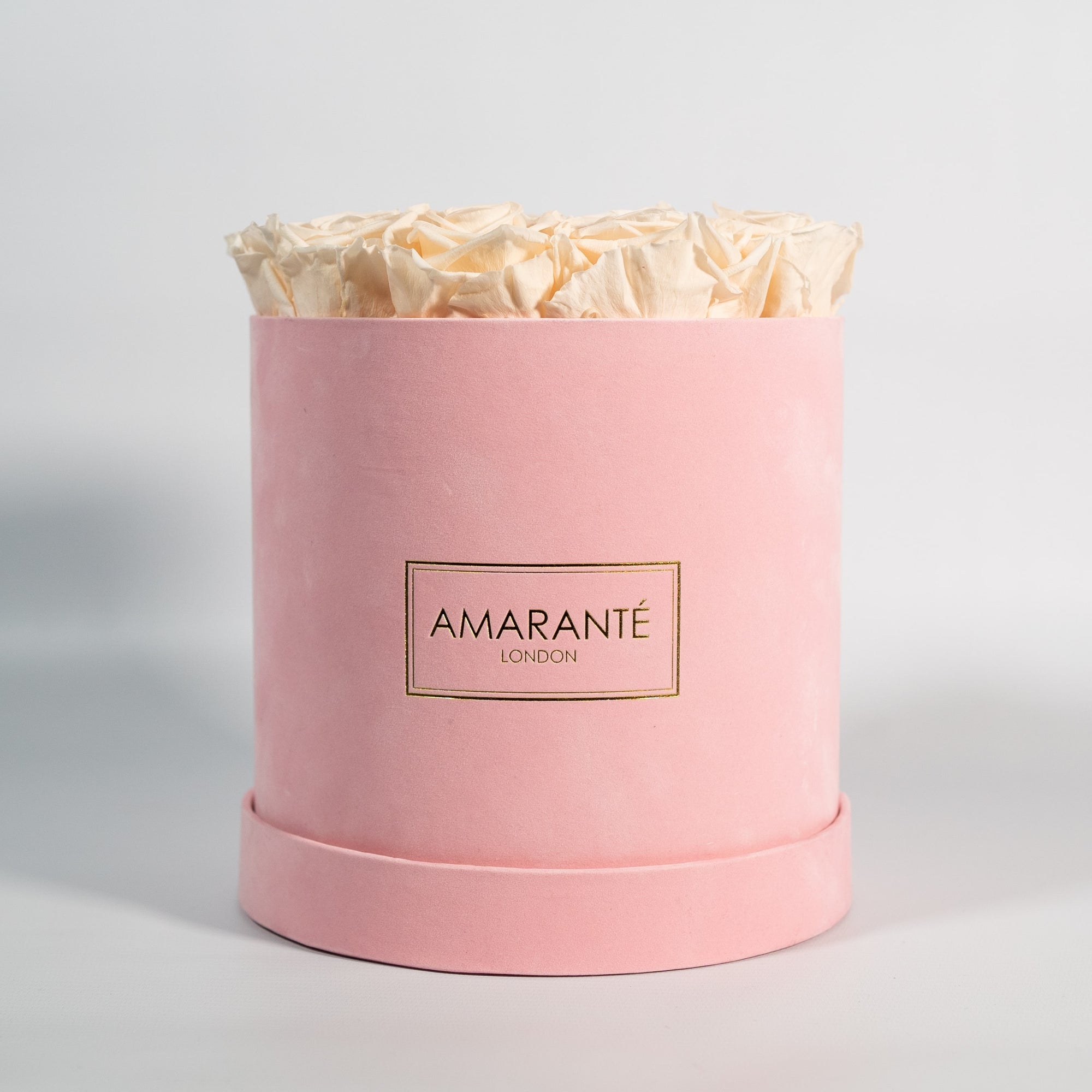 Medium Pink Round Suede Rose Box