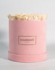 Medium Pink Round Suede Rose Box