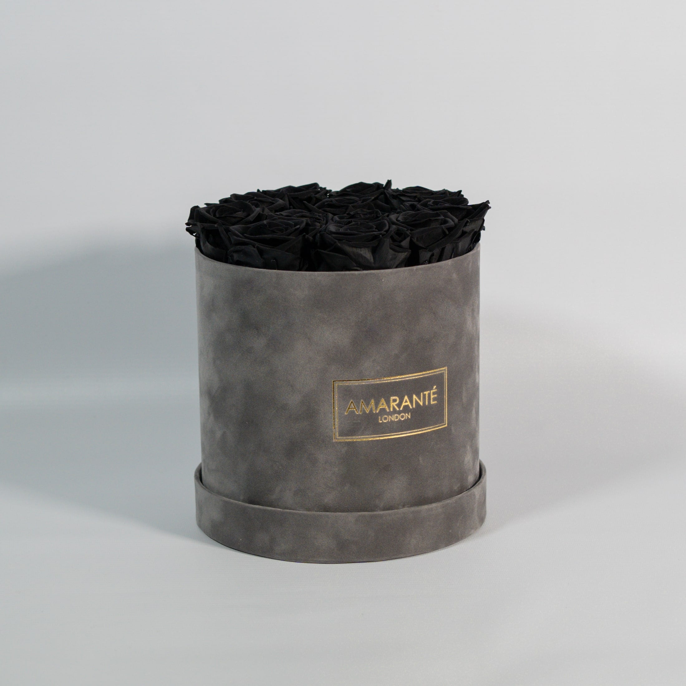 Medium Grey Round Suede Rose Box