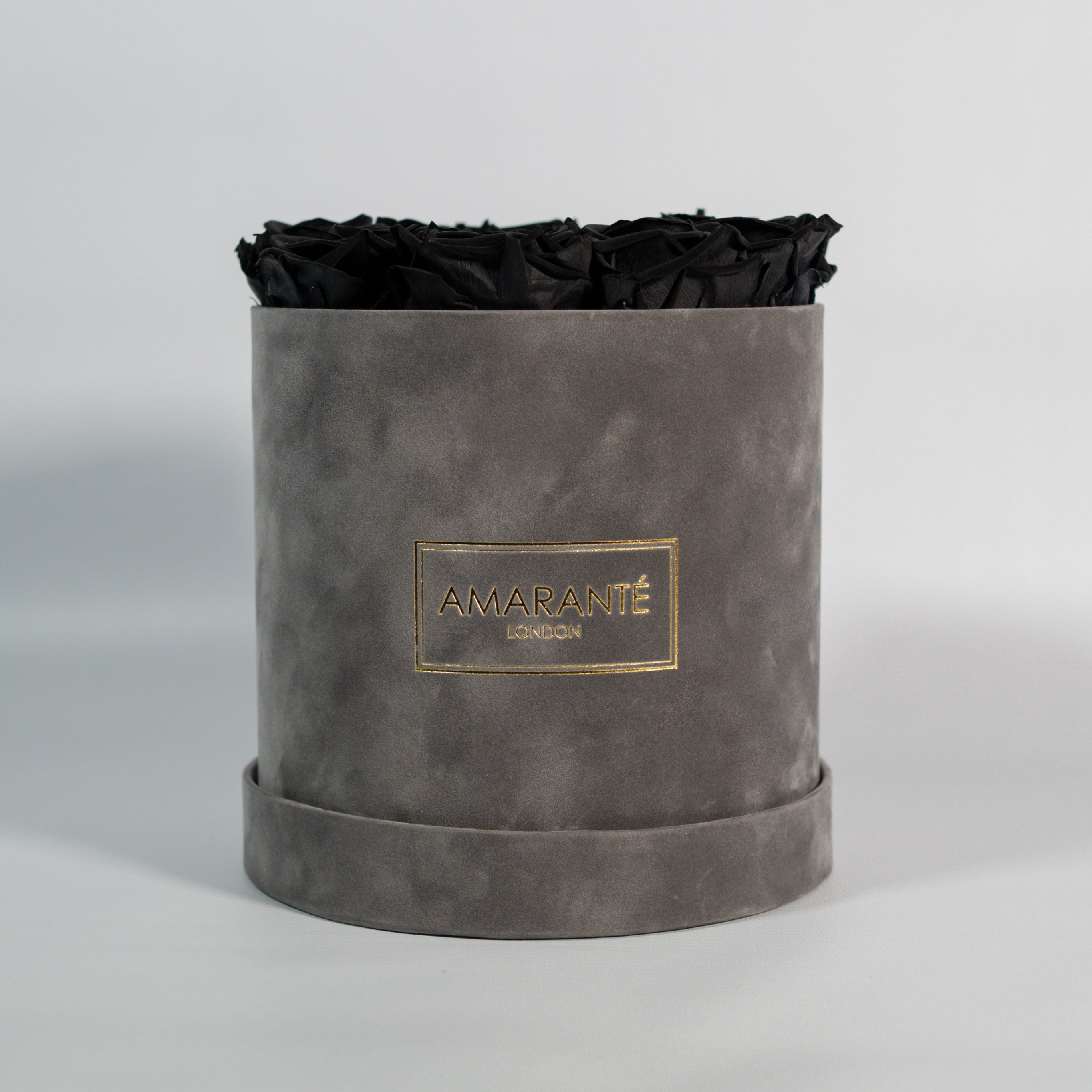 Medium Grey Round Suede Rose Box