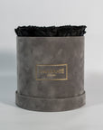 Medium Grey Round Suede Rose Box