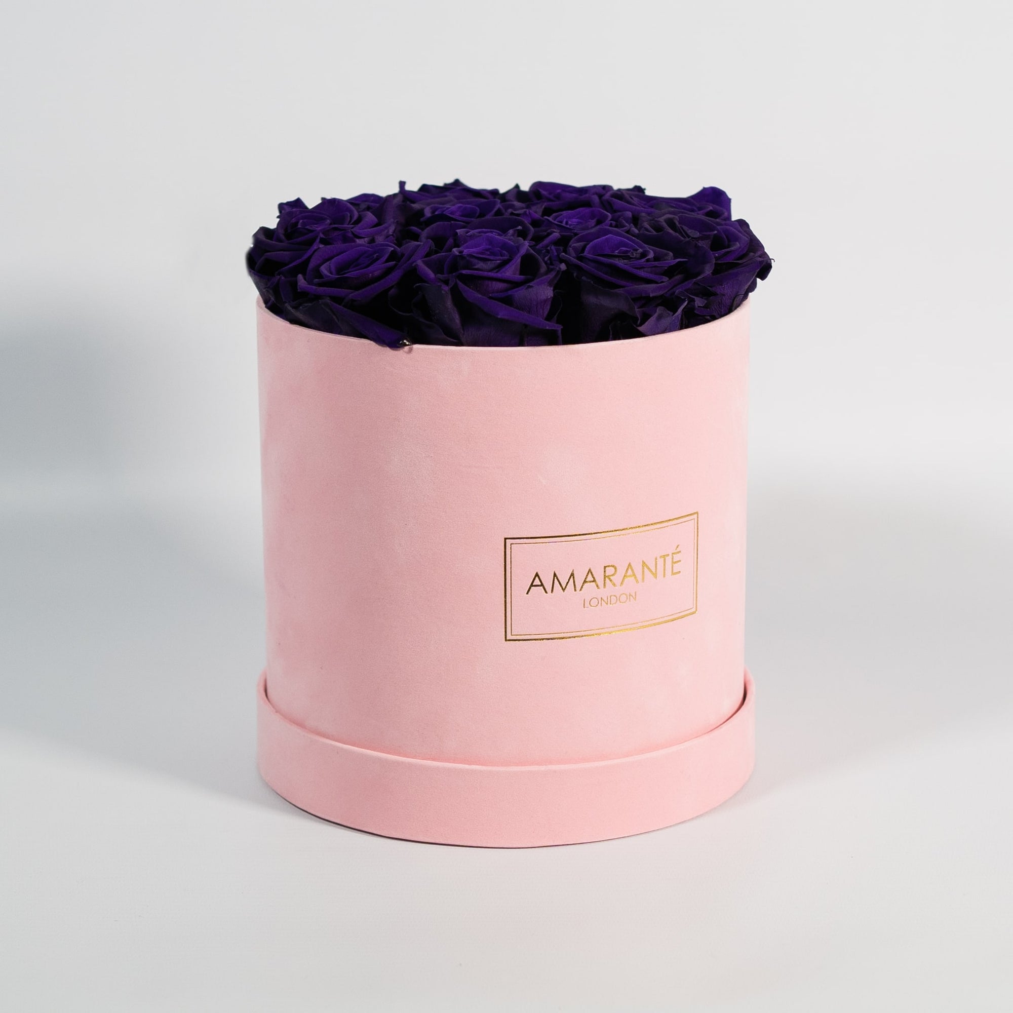 Medium Pink Round Suede Rose Box