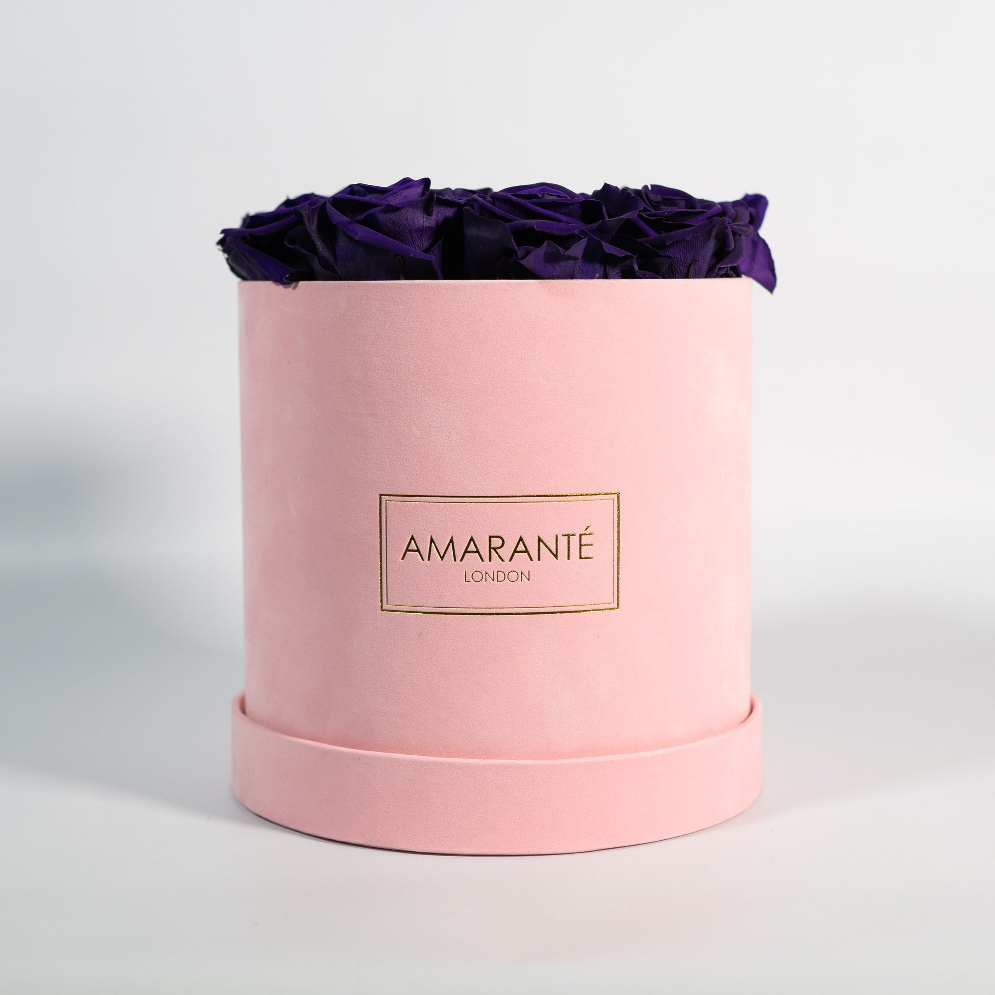 Medium Pink Round Suede Rose Box
