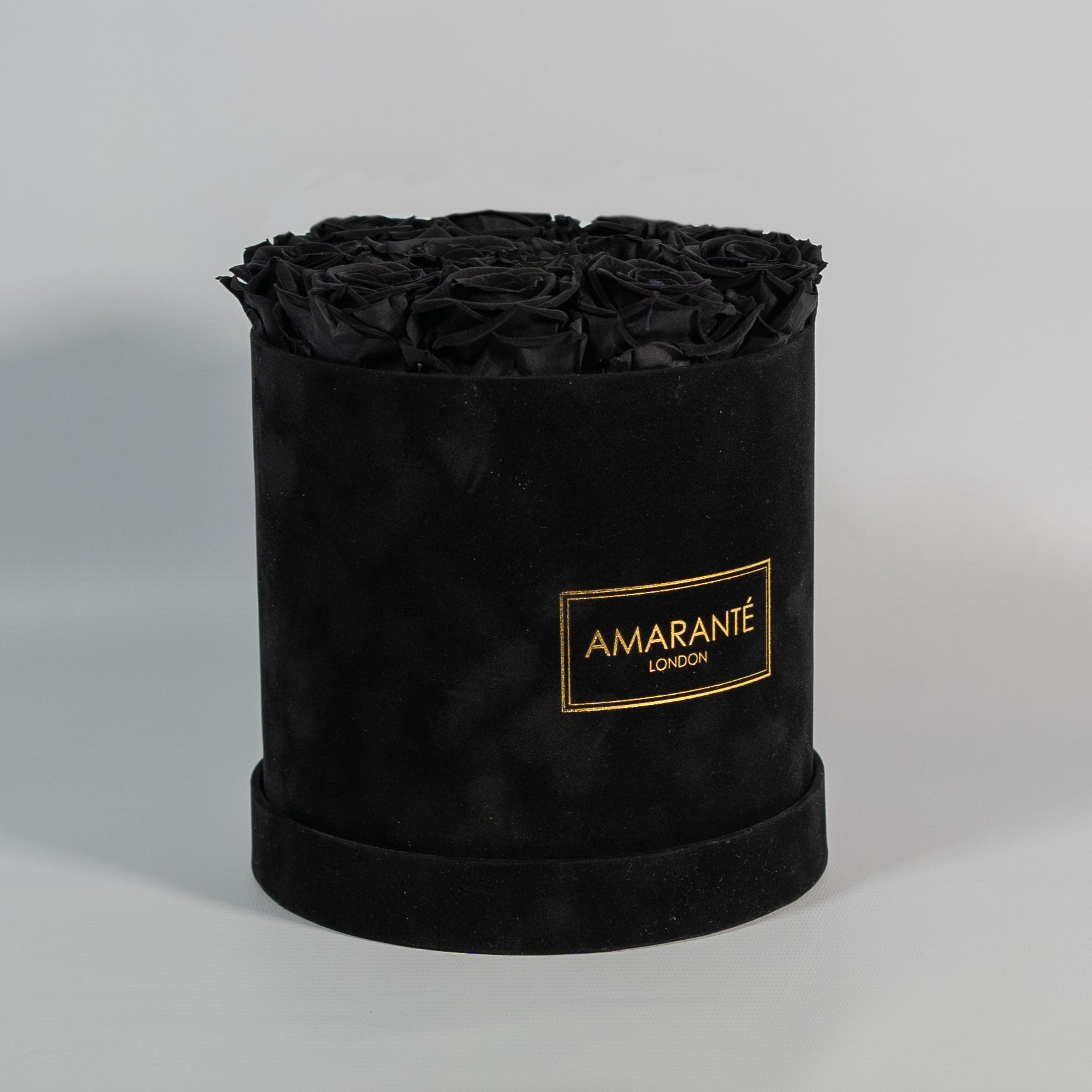 Medium Round Black Suede Rose Box