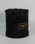 Medium Round Black Suede Rose Box