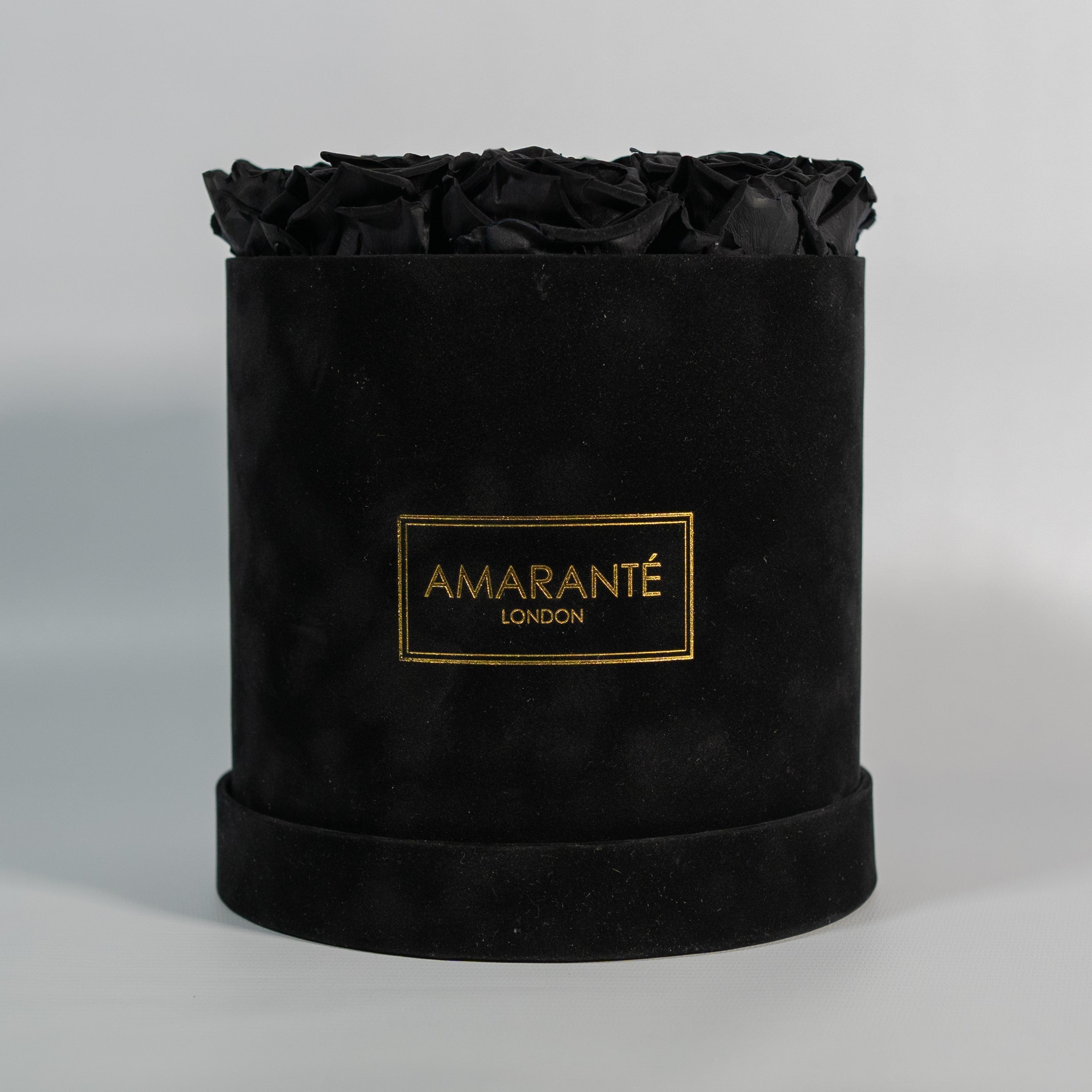 Medium Round Black Suede Rose Box