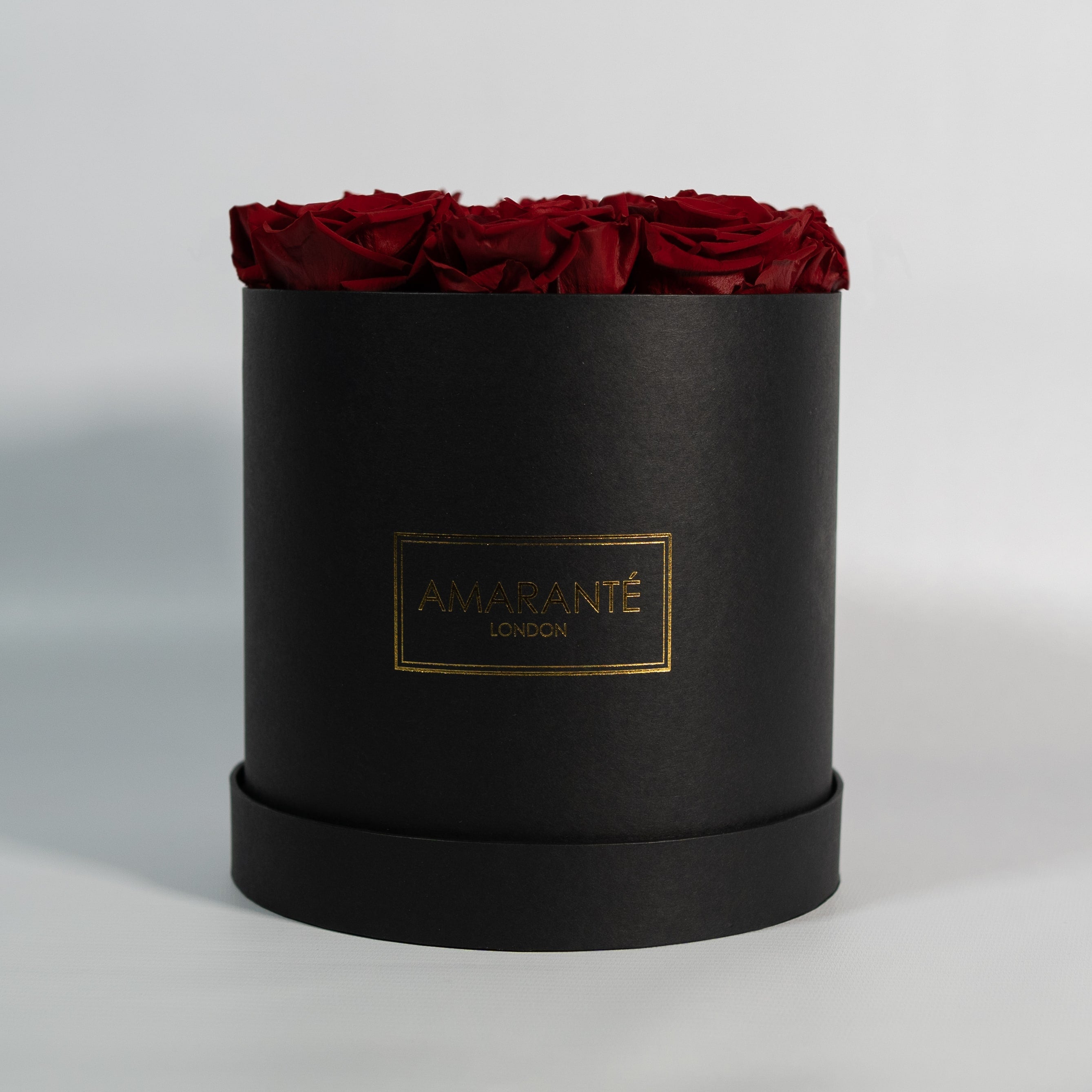 Medium Black Round Matte Rose Box of Infinity Roses