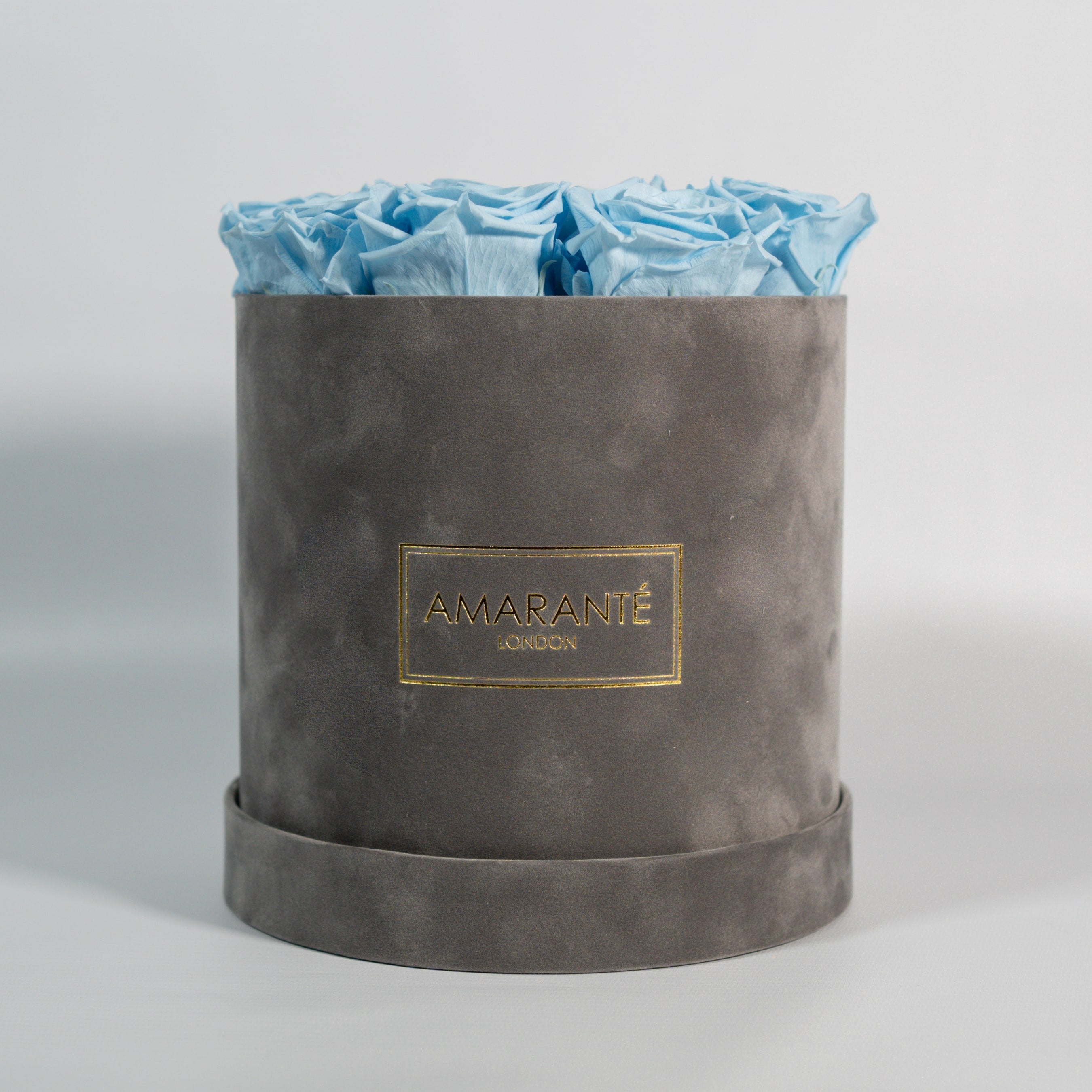 Medium Grey Round Suede Rose Box