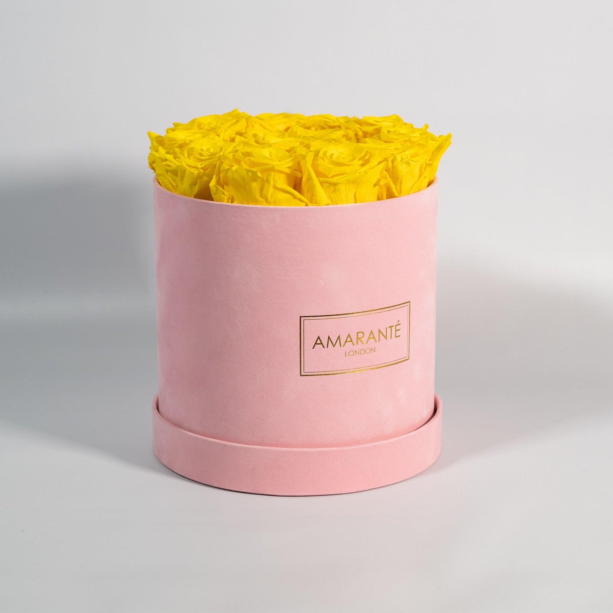 Medium Pink Round Suede Rose Box