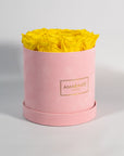 Medium Pink Round Suede Rose Box