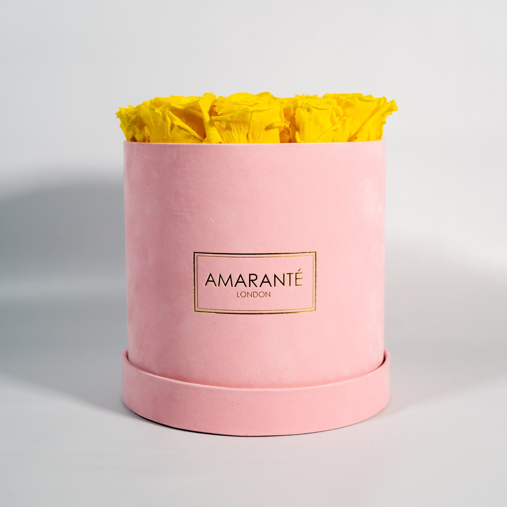 Medium Pink Round Suede Rose Box