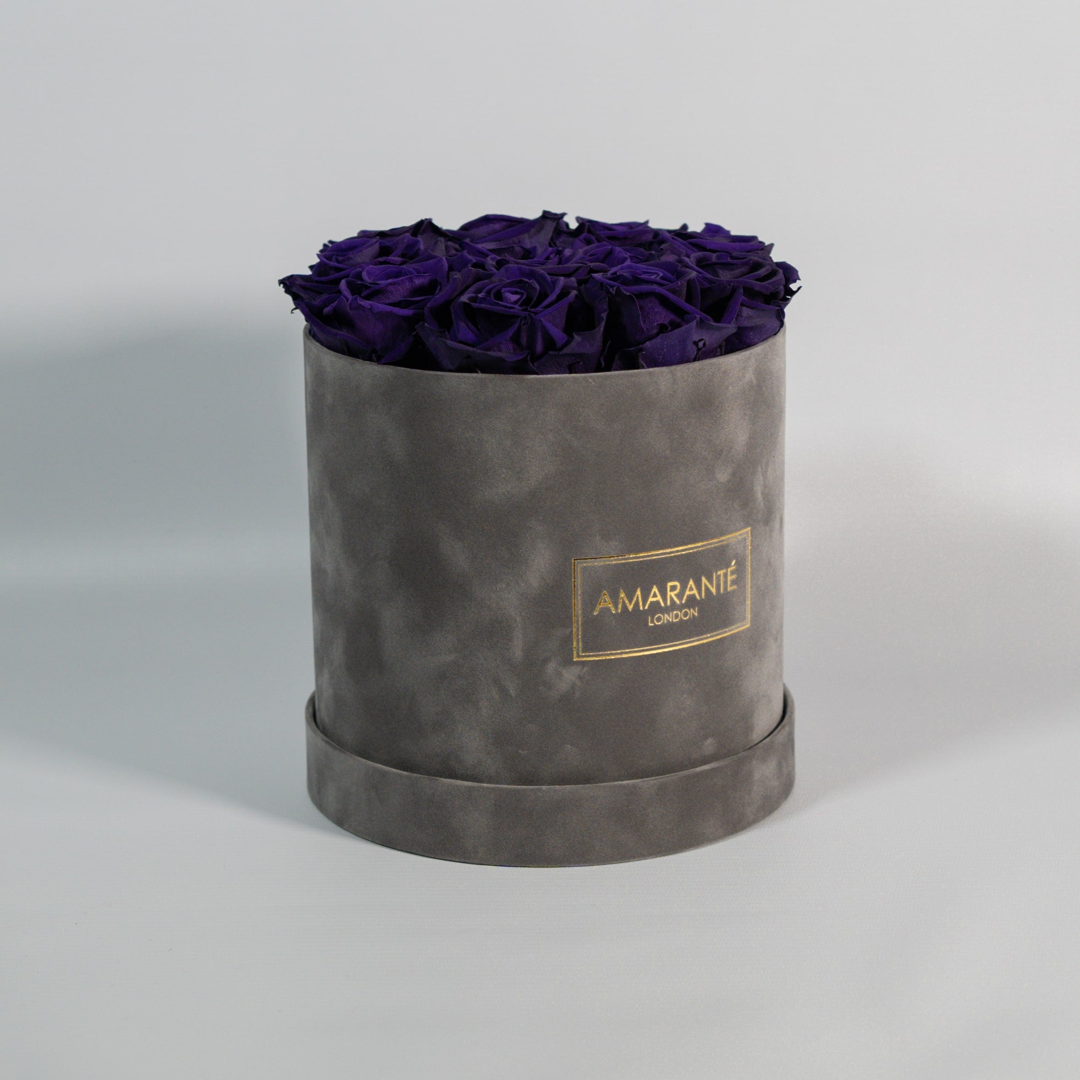 Medium Grey Round Suede Rose Box