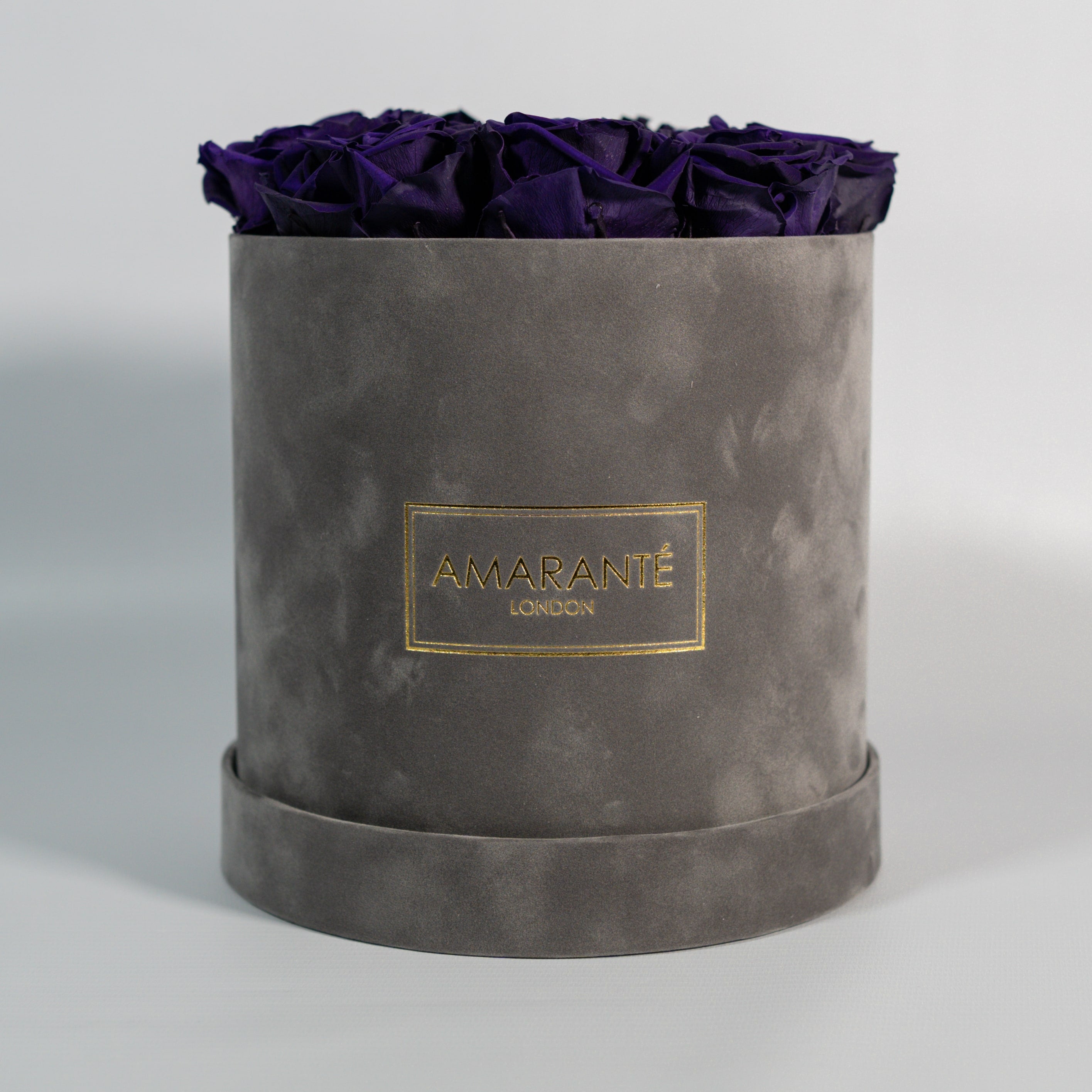 Medium Grey Round Suede Rose Box